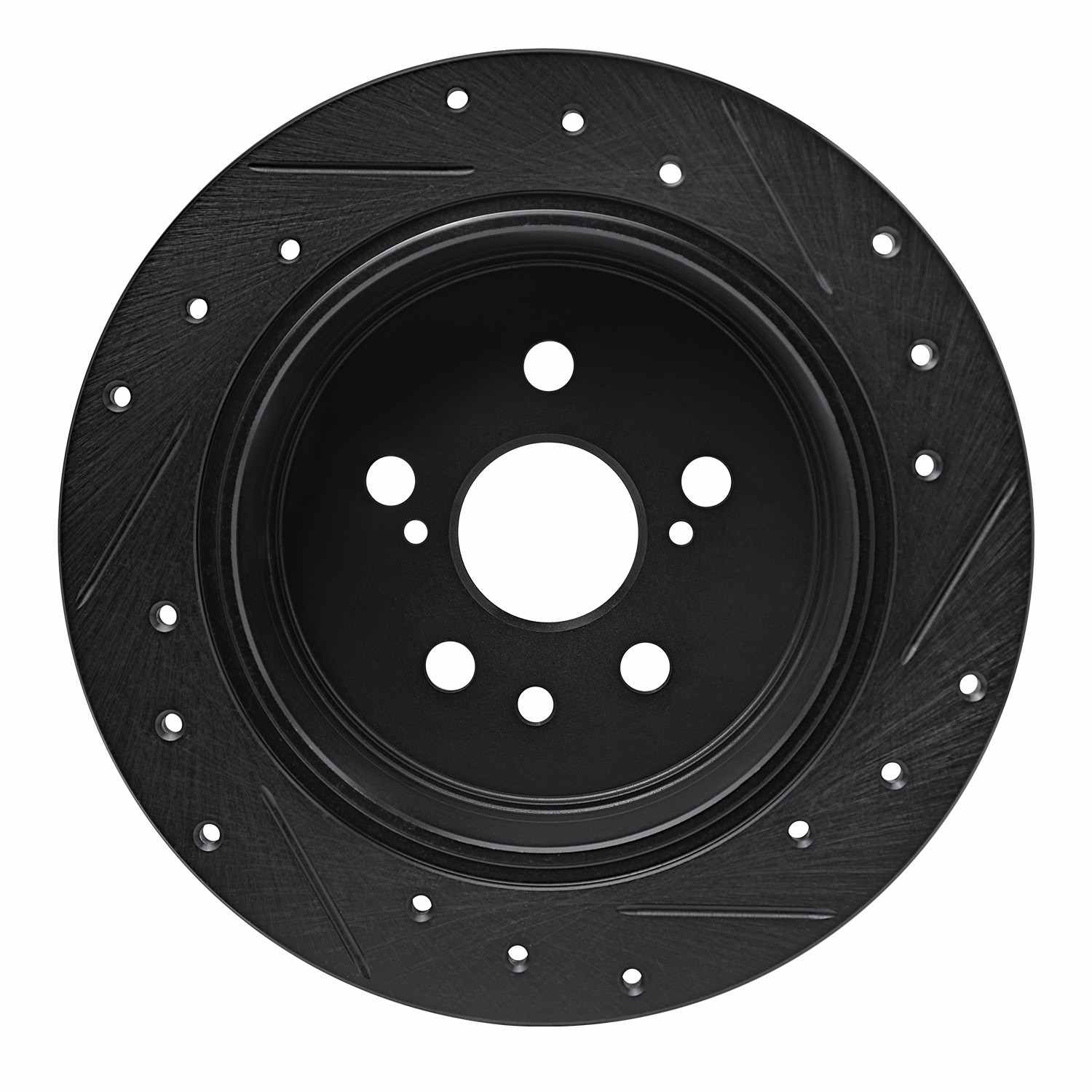 R1 Concepts 86-93 Lexus ES250 Rear Left Drilled & Slotted Black Brake Rotor - Image 2