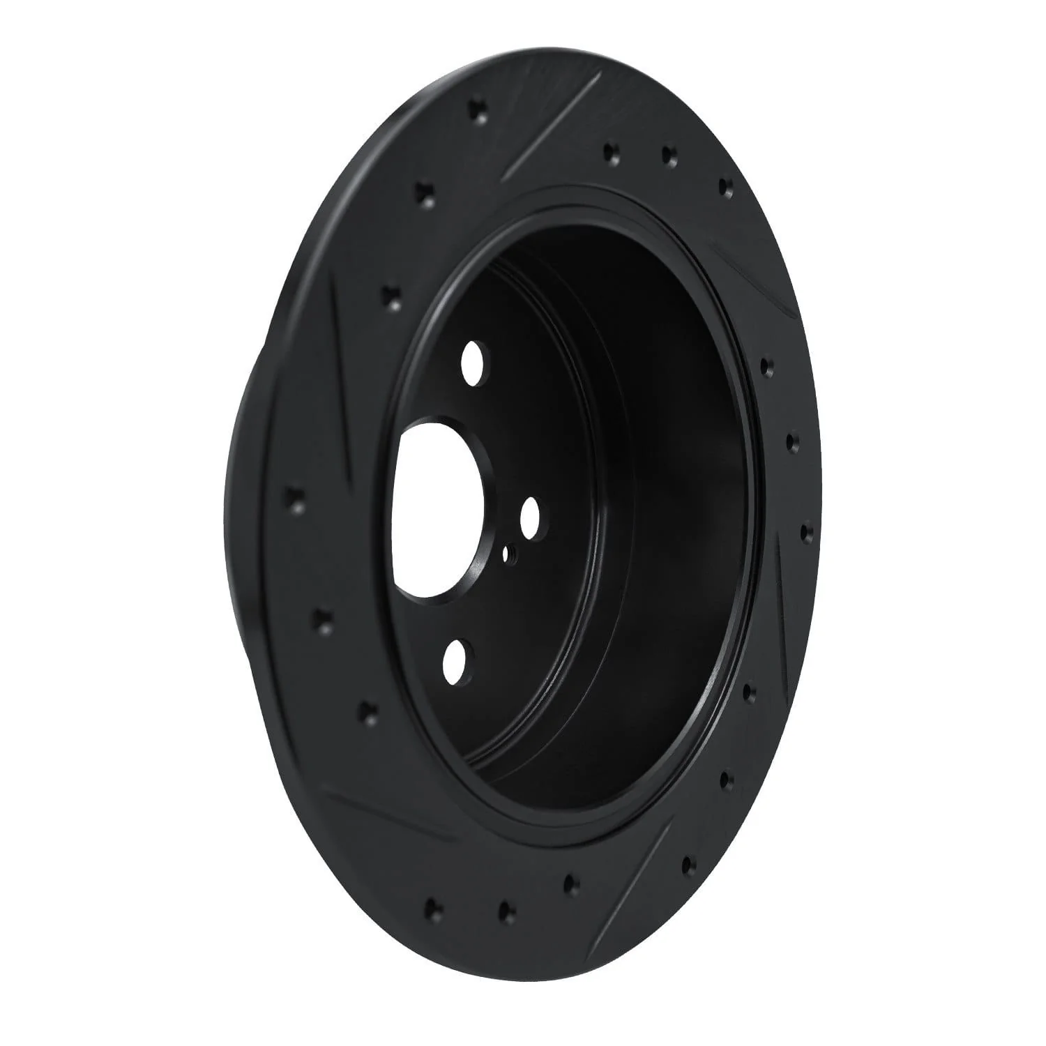 R1 Concepts 86-93 Lexus ES250 Rear Right Drilled & Slotted Black Brake Rotor - Image 2