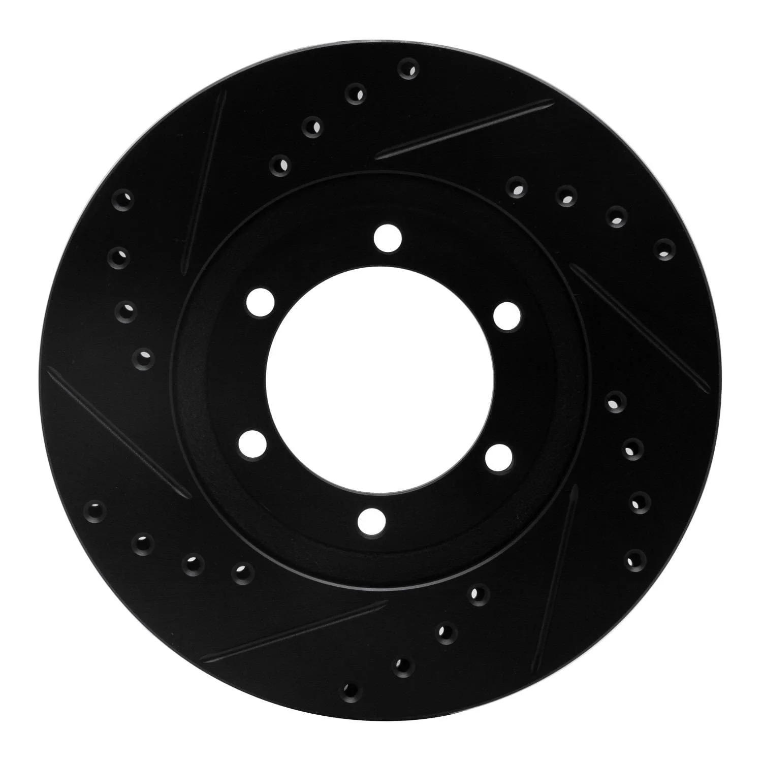 R1 Concepts 86-93 Mazda B2200 Front Right Drilled & Slotted Black Brake Rotor - Image 2