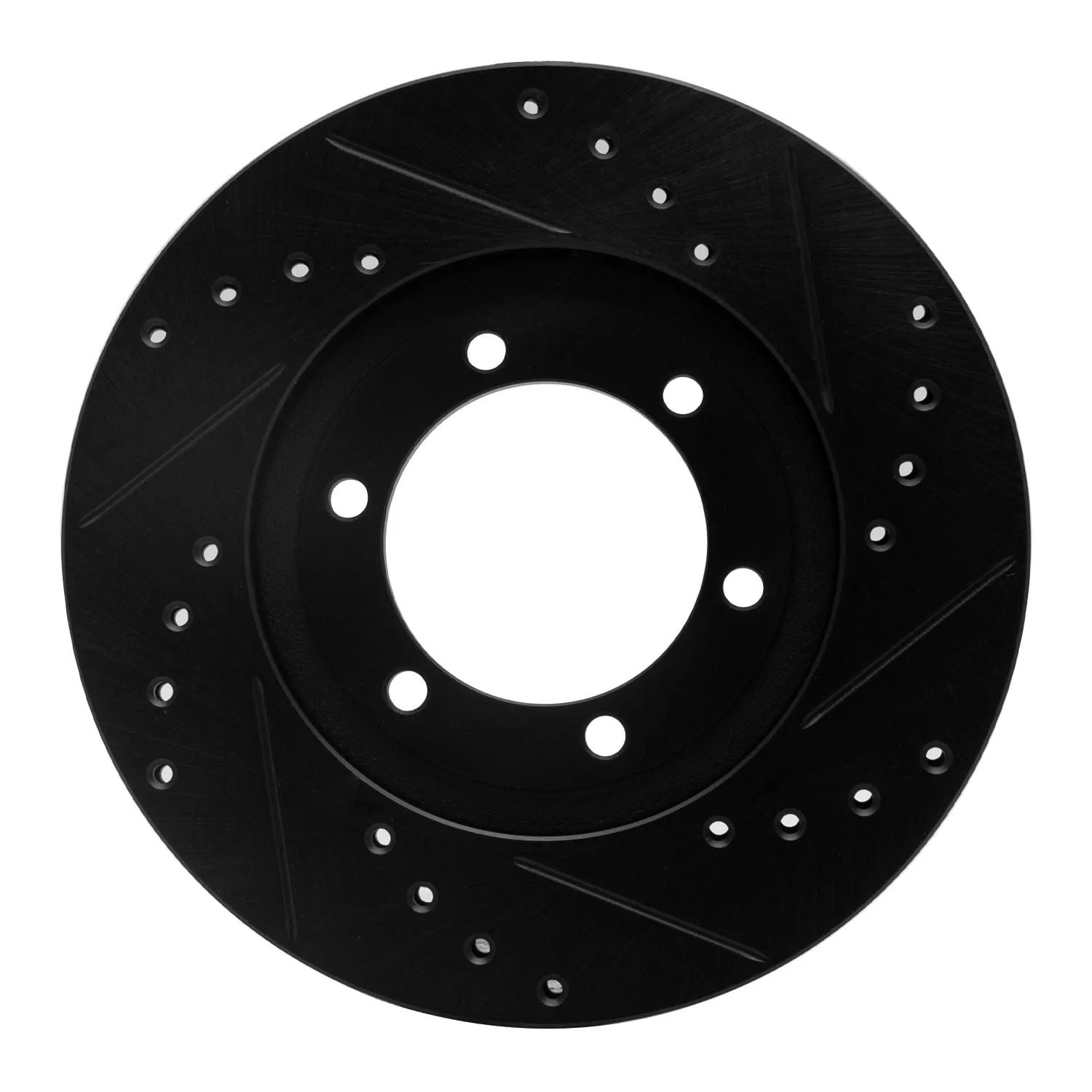 R1 Concepts 86-93 Mazda B2600 Front Left Drilled & Slotted Black Brake Rotor - Image 2