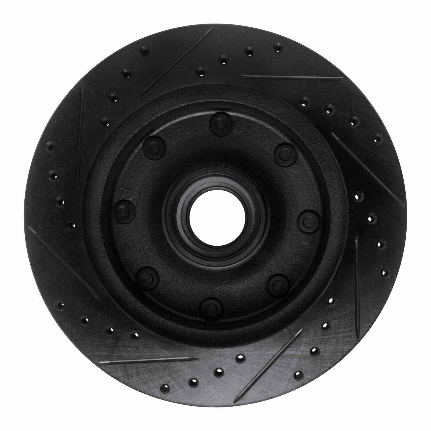 R1 Concepts 86-94 Ford E-250 Econoline Club Wagon Front Right Drilled & Slotted Black Brake Rotor - Image 2