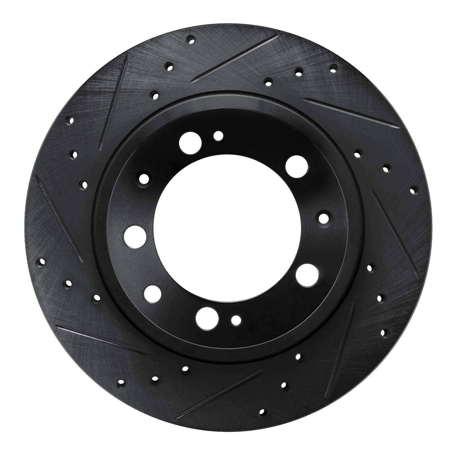R1 Concepts 86-95 Porsche 928 Rear Left Drilled & Slotted Black Brake Rotor