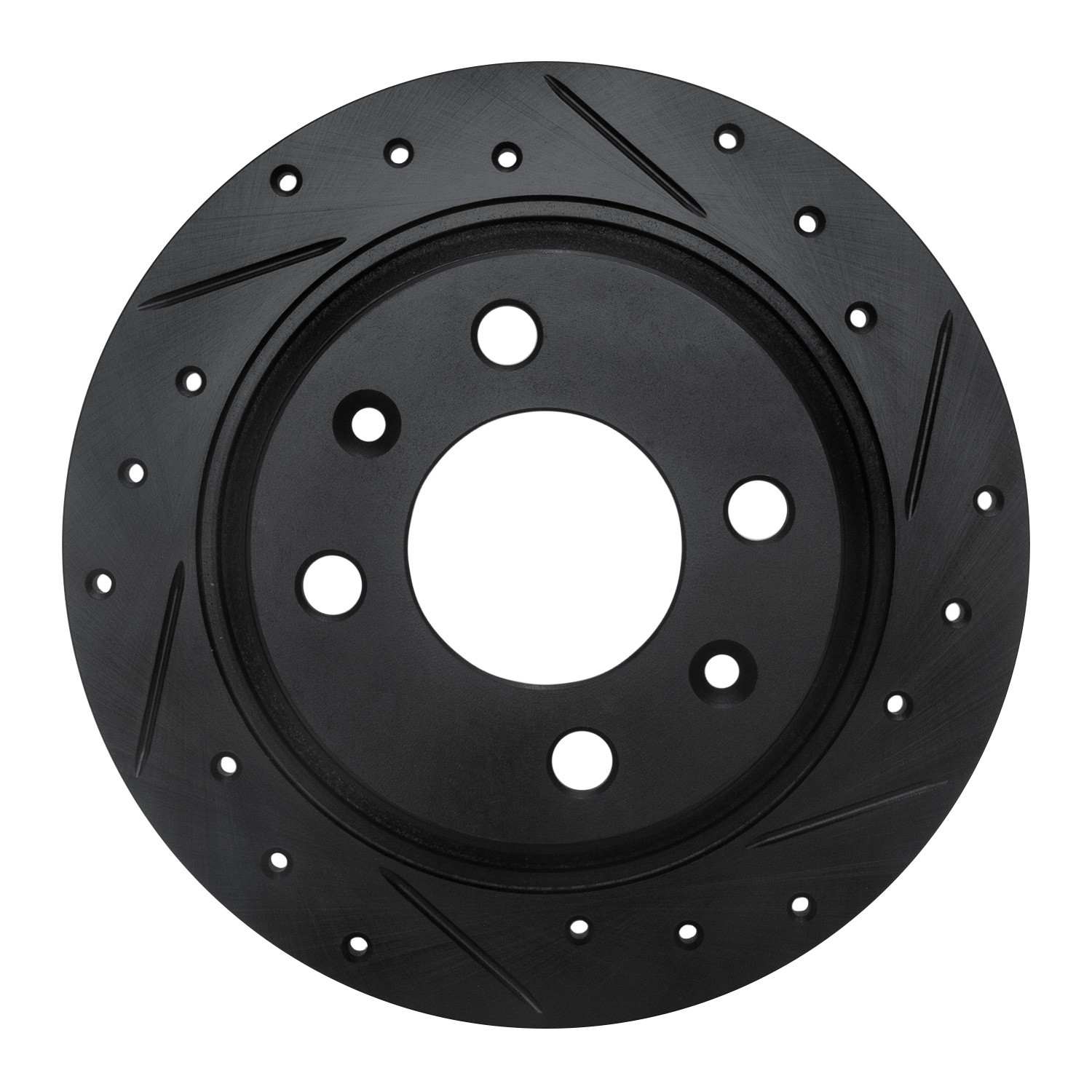 R1 Concepts 86-98 Saab 9000 Rear Right Drilled & Slotted Black Brake Rotor