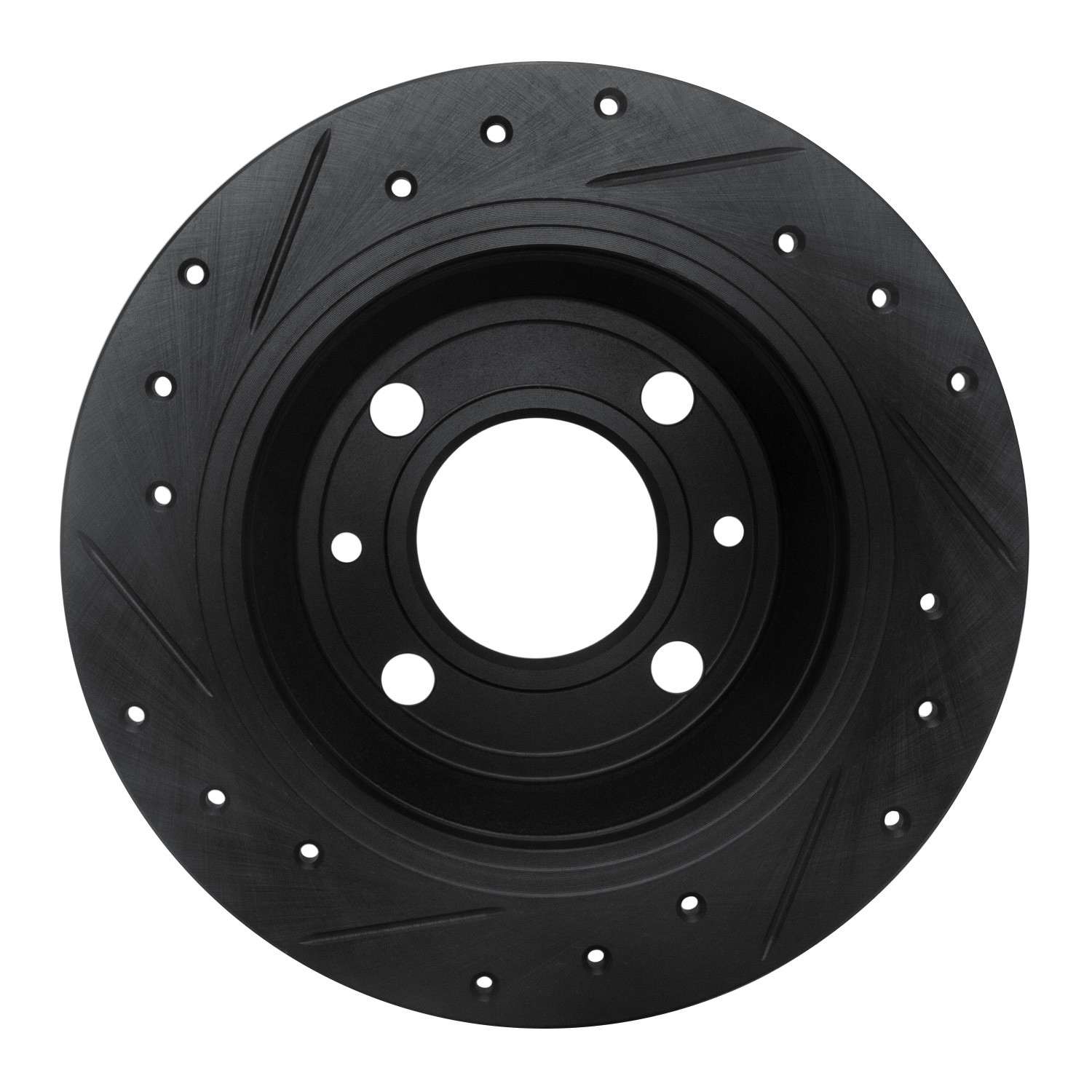 R1 Concepts 86-98 Saab 9000 Rear Right Drilled & Slotted Black Brake Rotor - Image 2