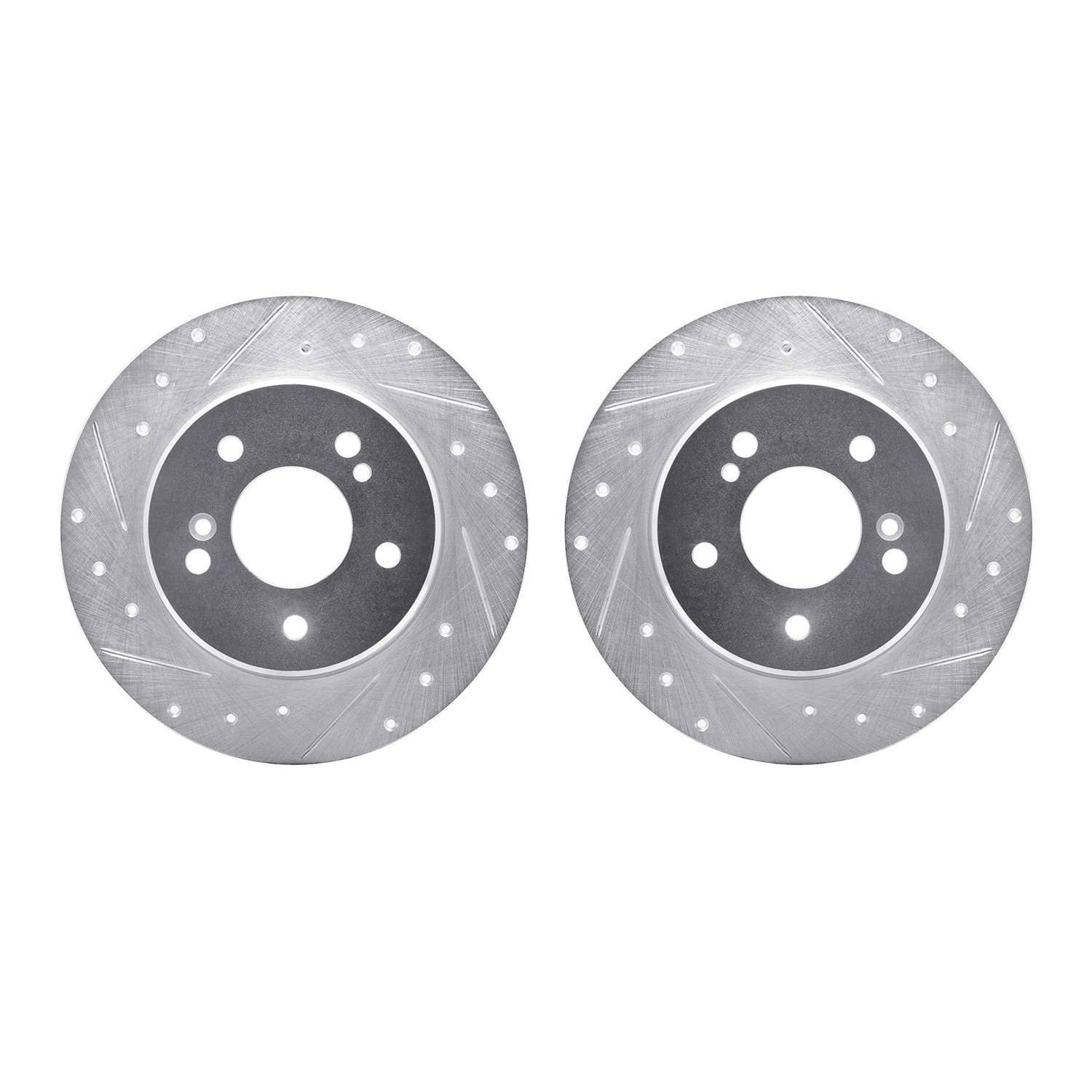 R1 Concepts 87-15 Chrysler Crossfire Rear Drilled & Slotted Silver Brake Rotor Set