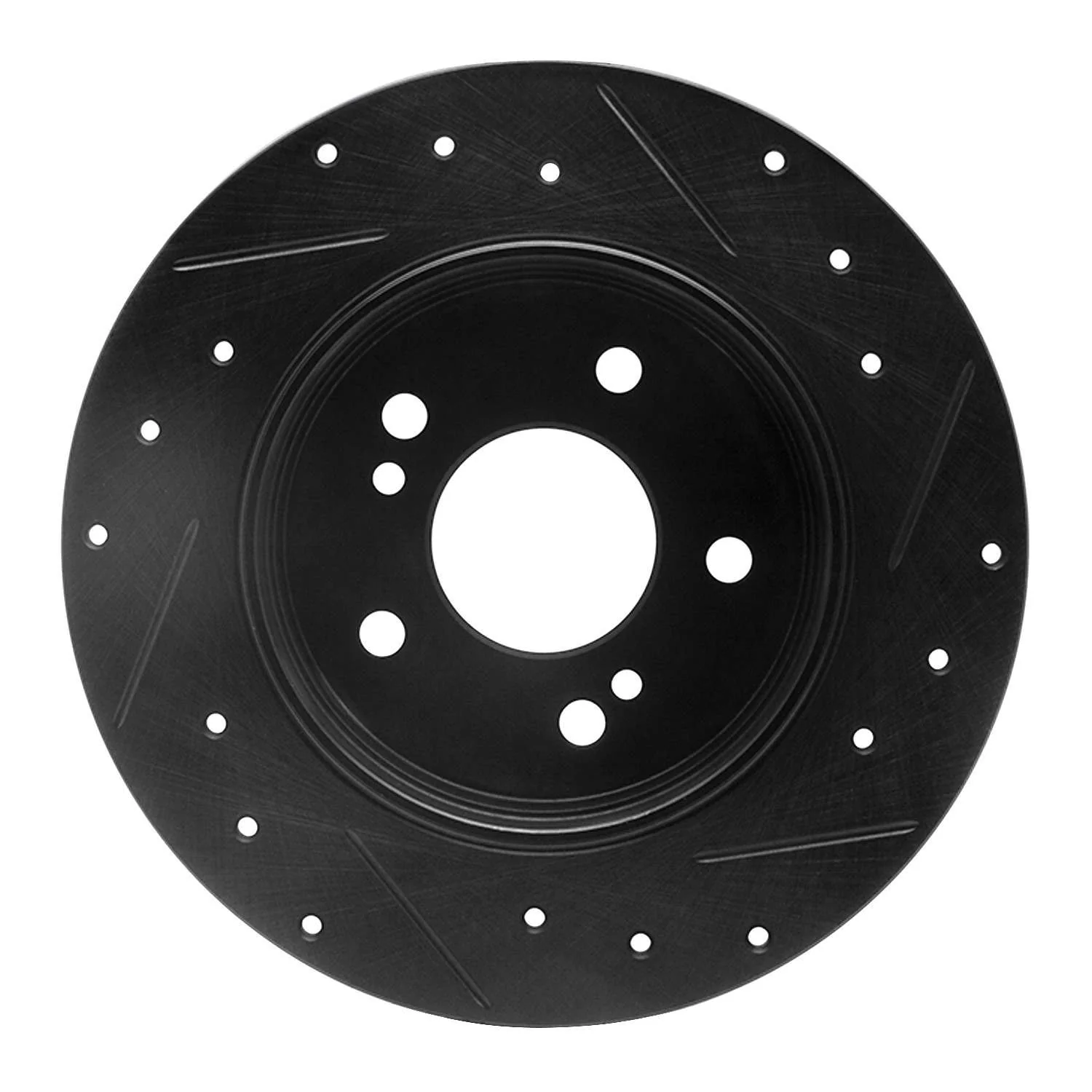 R1 Concepts 87-15 Chrysler Crossfire Rear Left Drilled & Slotted Black Brake Rotor - Image 2