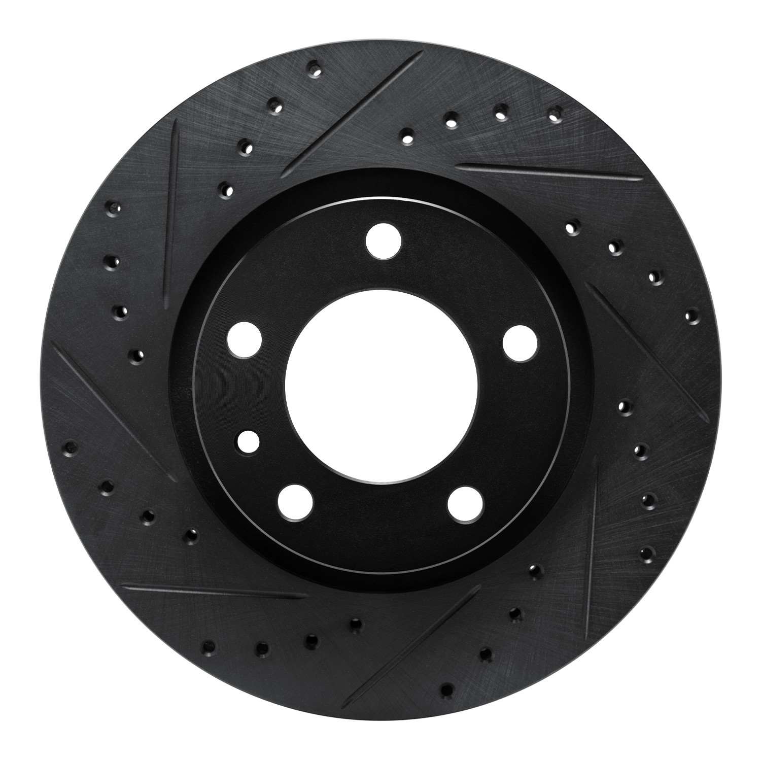 R1 Concepts 87-88 BMW M5 Front Left Drilled & Slotted Black Brake Rotor