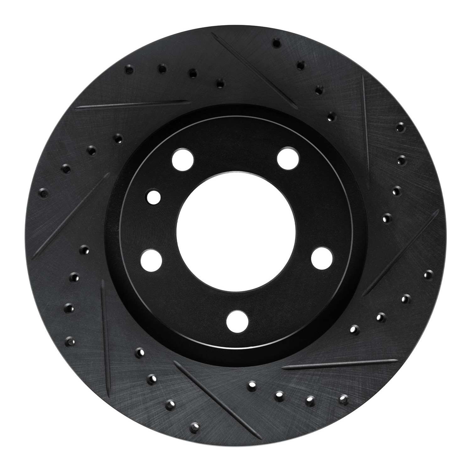 R1 Concepts 87-88 BMW M6 Front Right Drilled & Slotted Black Brake Rotor