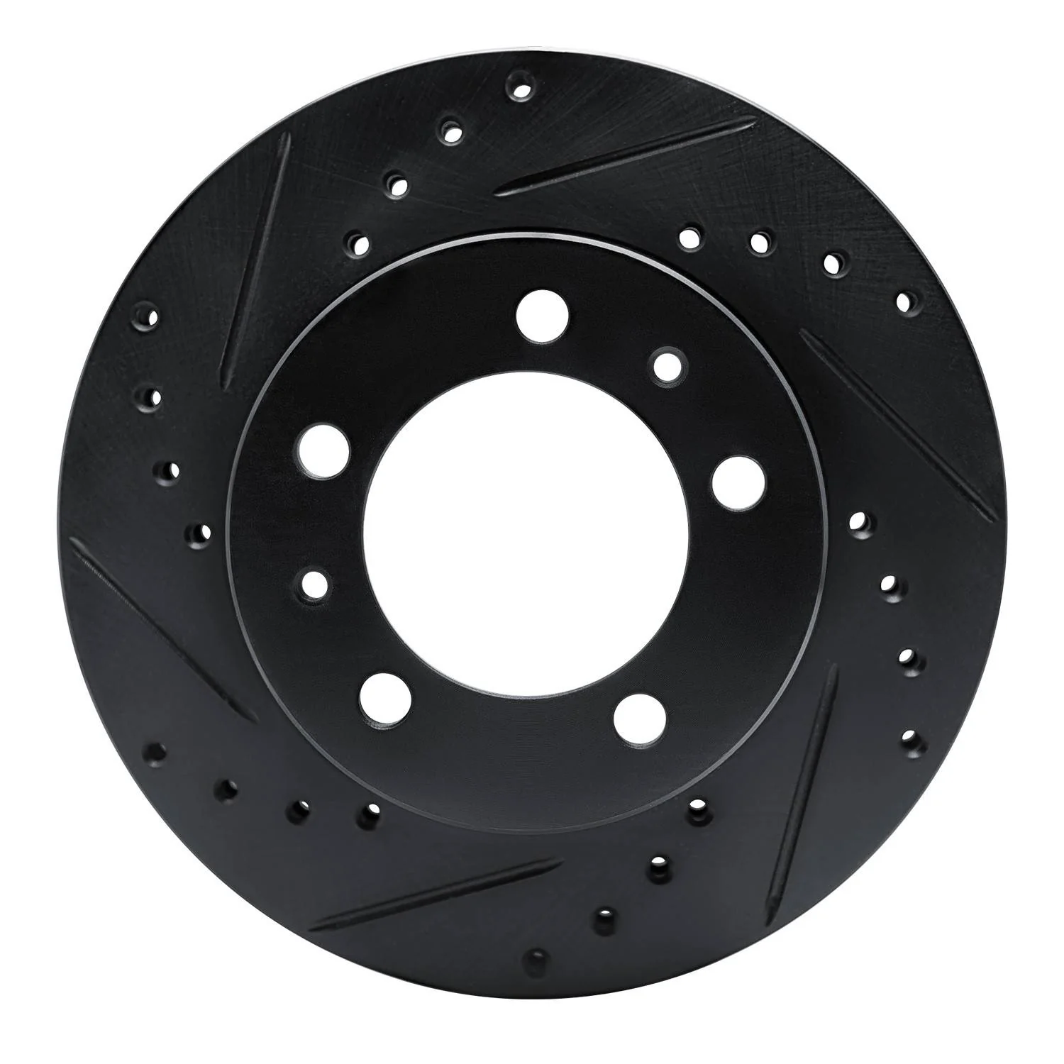 R1 Concepts 87-88 Nissan Van Front Left Drilled & Slotted Black Brake Rotor