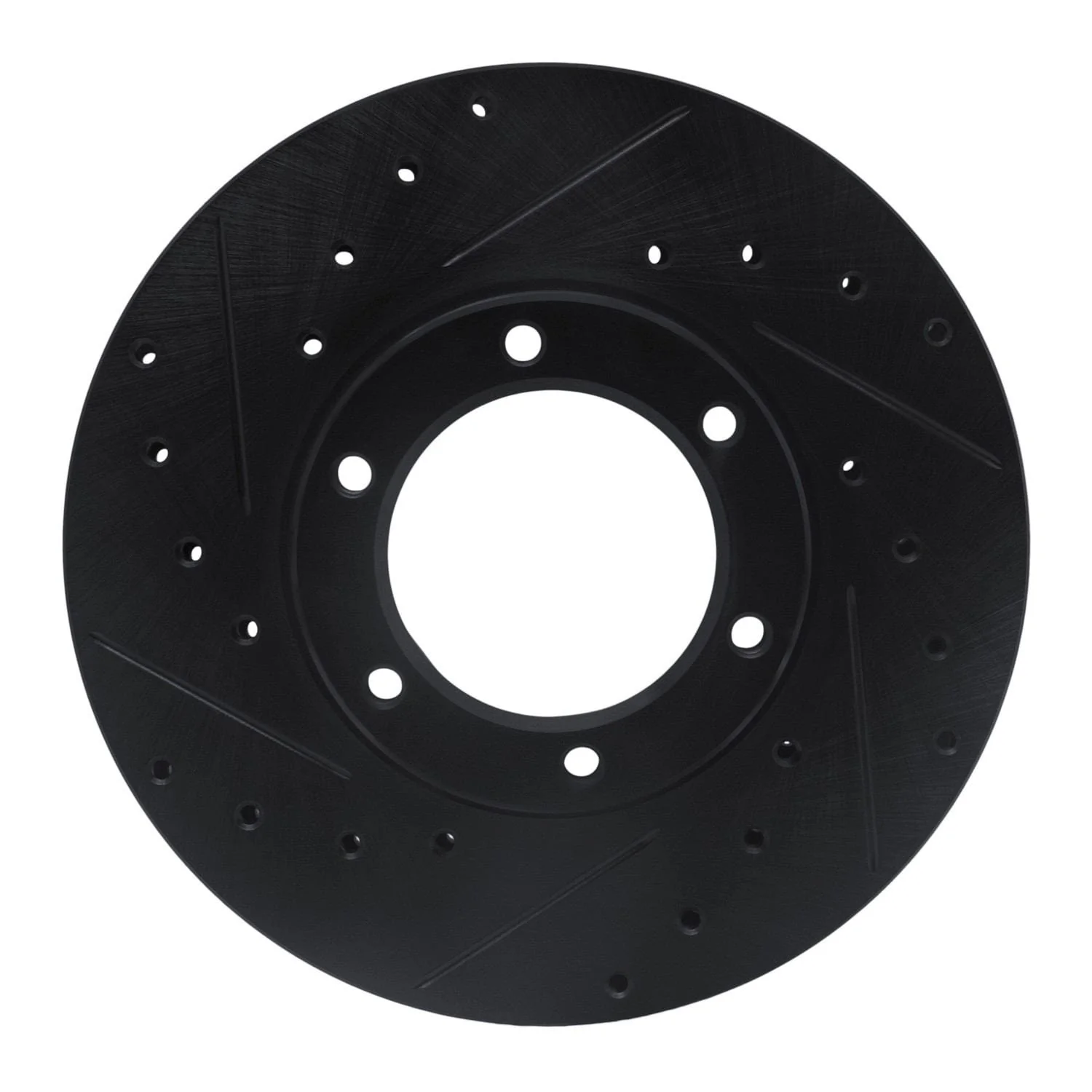 R1 Concepts 87-88 Toyota Pickup Front Left Drilled & Slotted Black Brake Rotor