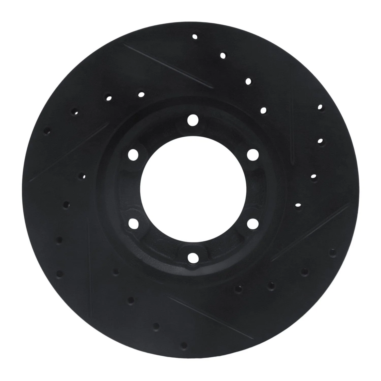 R1 Concepts 87-88 Toyota Pickup Front Left Drilled & Slotted Black Brake Rotor - Image 2