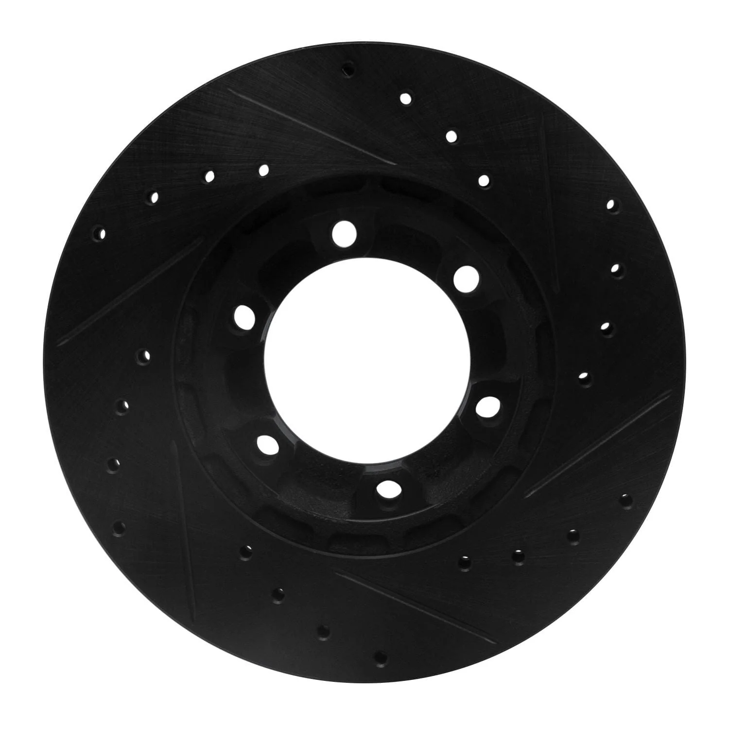 R1 Concepts 87-89 Dodge Raider Front Left Drilled & Slotted Black Brake Rotor - Image 2