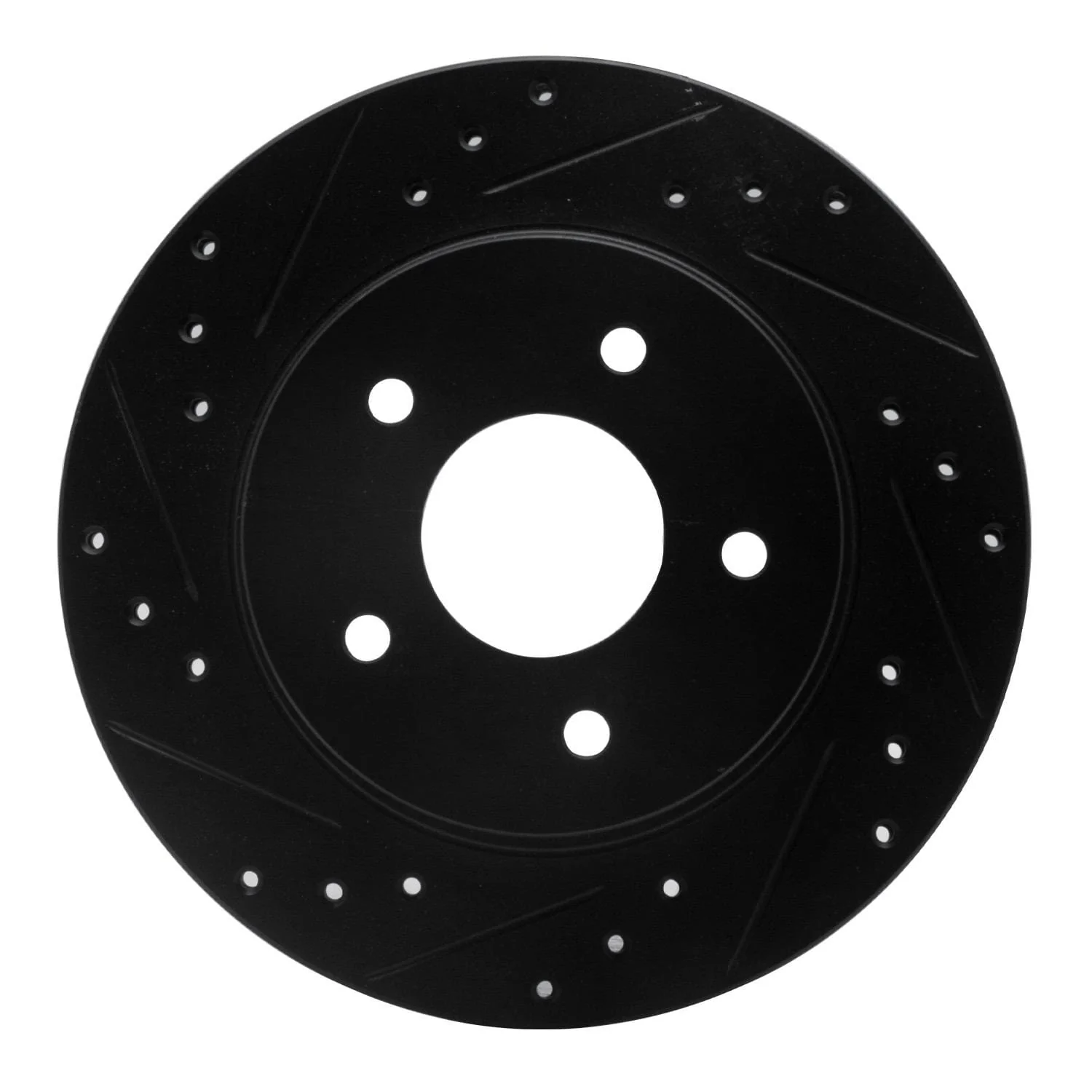 R1 Concepts 87-89 Nissan 300ZX Turbo Rear Left Drilled & Slotted Black Brake Rotor