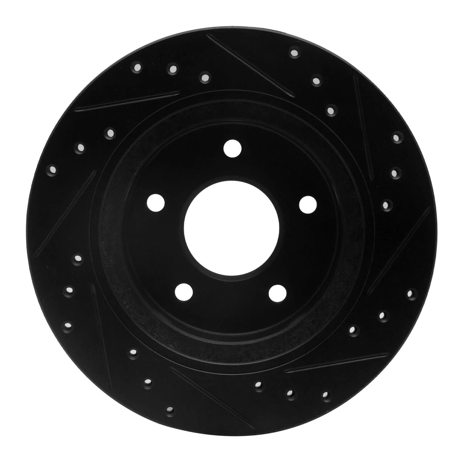R1 Concepts 87-89 Nissan 300ZX Turbo Rear Left Drilled & Slotted Black Brake Rotor - Image 2