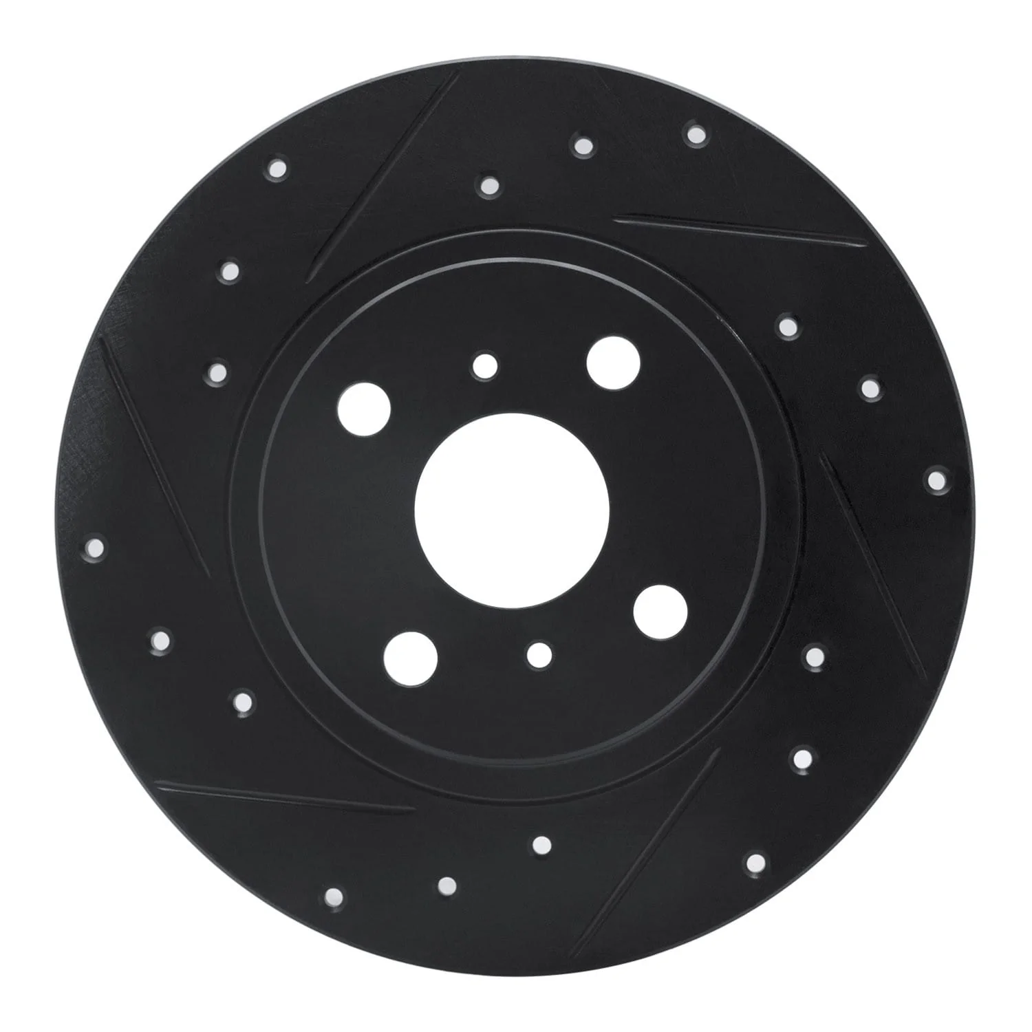 R1 Concepts 87-89 Toyota MR2 Rear Left Drilled & Slotted Black Brake Rotor