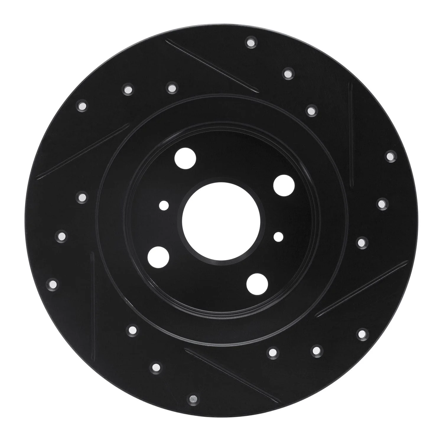 R1 Concepts 87-89 Toyota MR2 Rear Left Drilled & Slotted Black Brake Rotor - Image 2