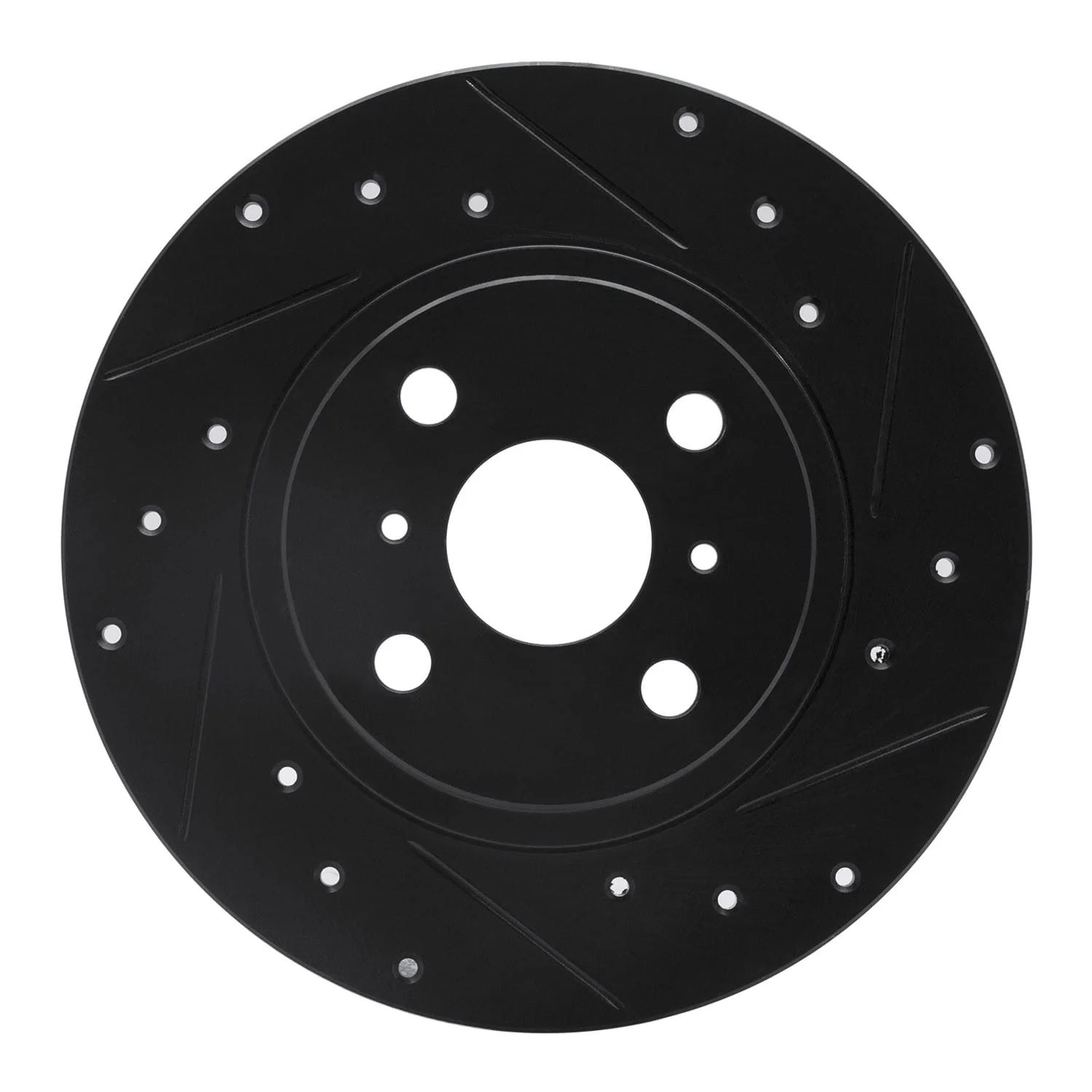 R1 Concepts 87-89 Toyota MR2 Rear Right Drilled & Slotted Black Brake Rotor