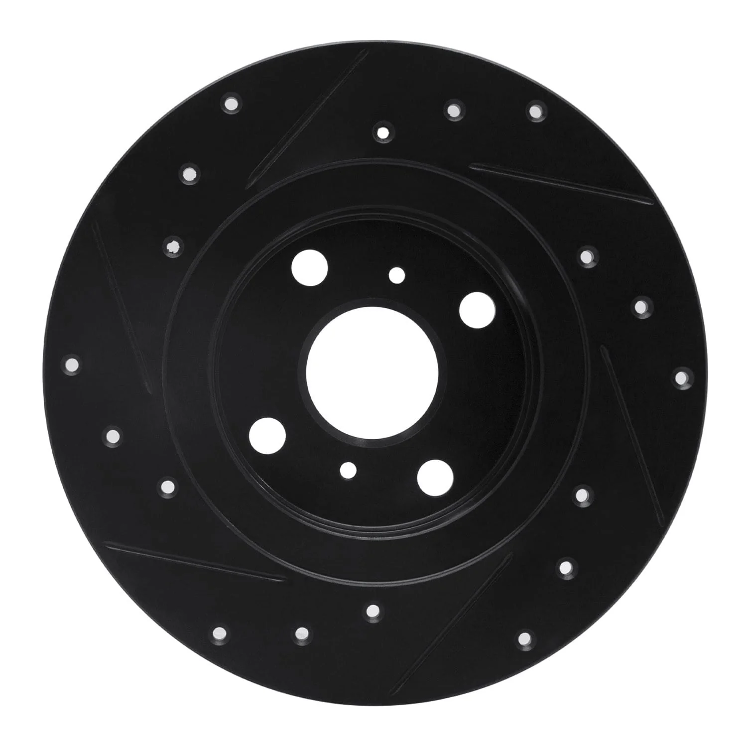 R1 Concepts 87-89 Toyota MR2 Rear Right Drilled & Slotted Black Brake Rotor - Image 2