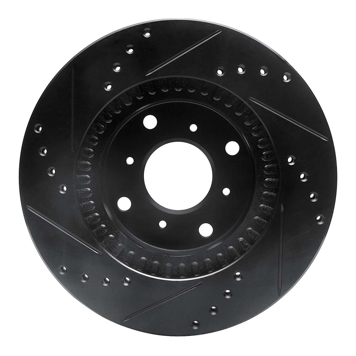R1 Concepts 87-90 Acura Legend Front Right Drilled & Slotted Black Brake Rotor - Image 2