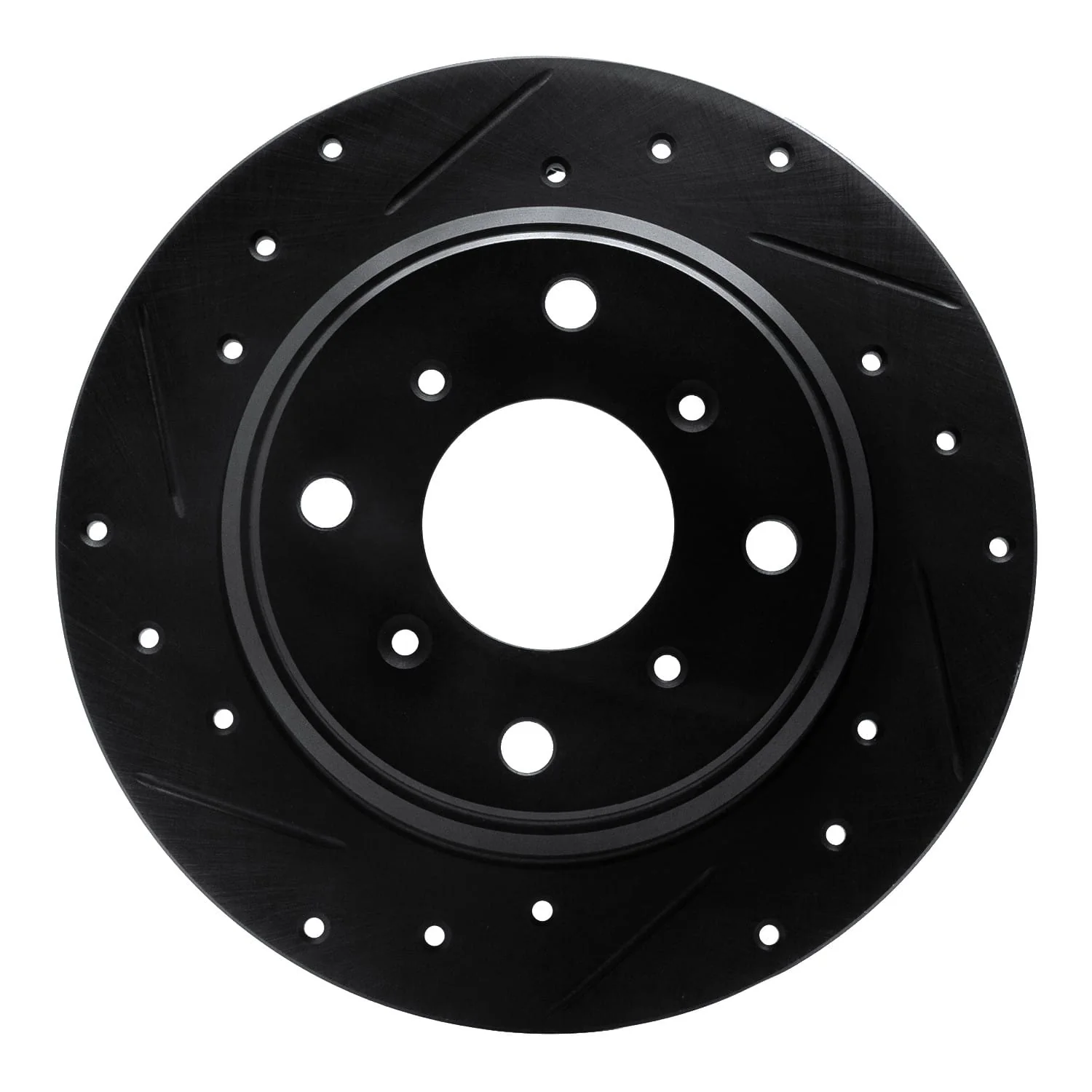 R1 Concepts 87-90 Acura Legend Rear Left Drilled & Slotted Black Brake Rotor