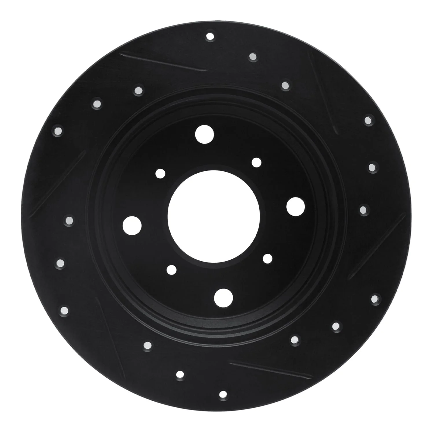 R1 Concepts 87-90 Acura Legend Rear Left Drilled & Slotted Black Brake Rotor - Image 2
