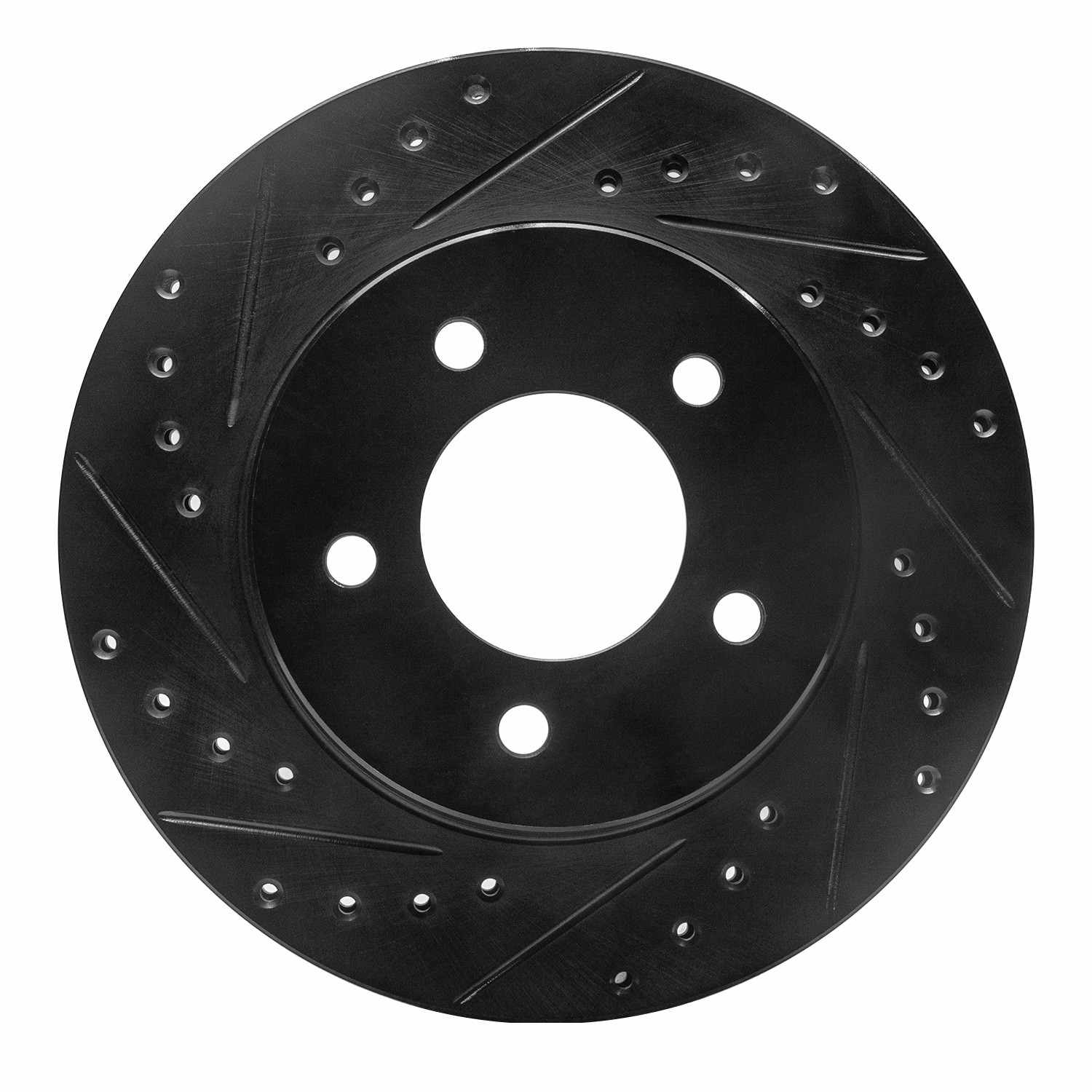 R1 Concepts 87-90 Dodge Dakota 4WD Front Left Drilled & Slotted Black Brake Rotor