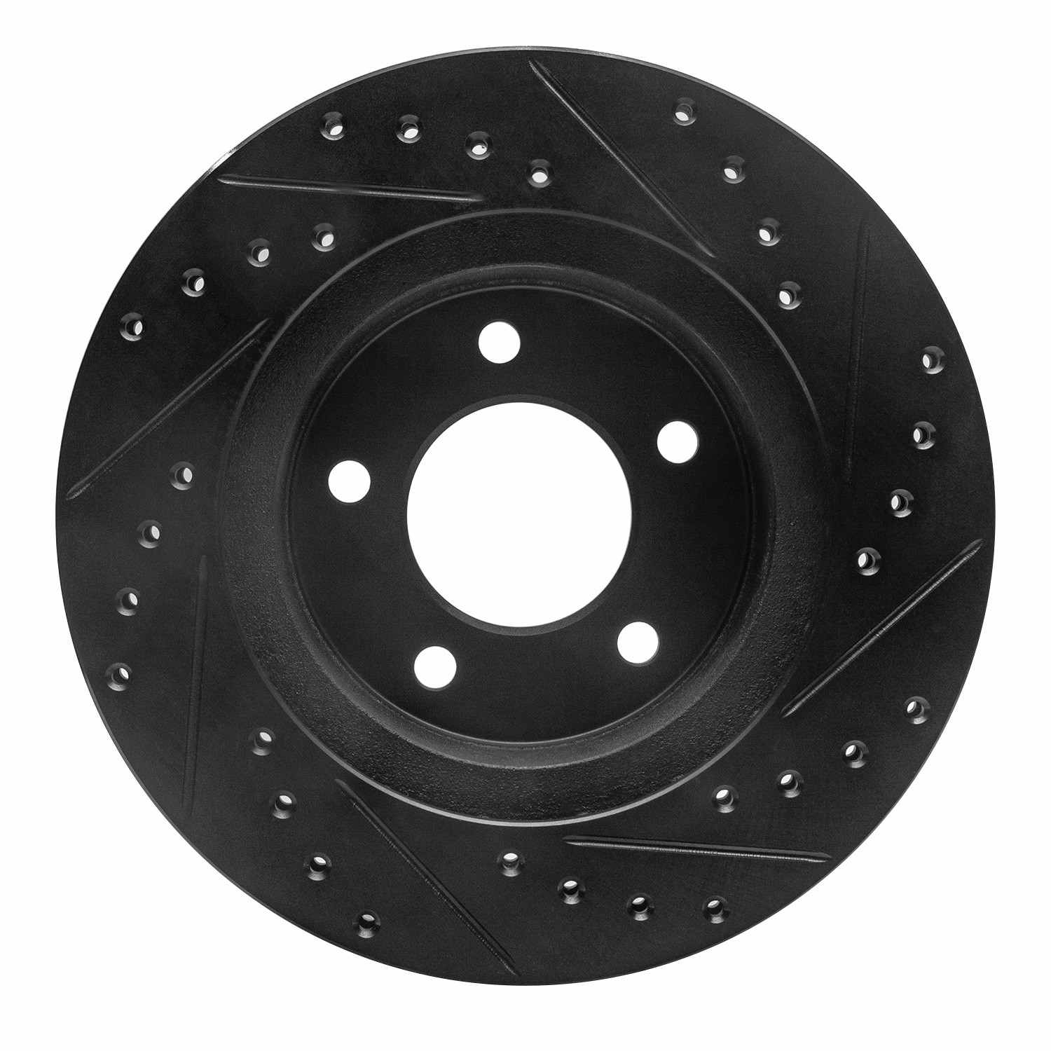 R1 Concepts 87-90 Dodge Dakota 4WD Front Left Drilled & Slotted Black Brake Rotor - Image 2