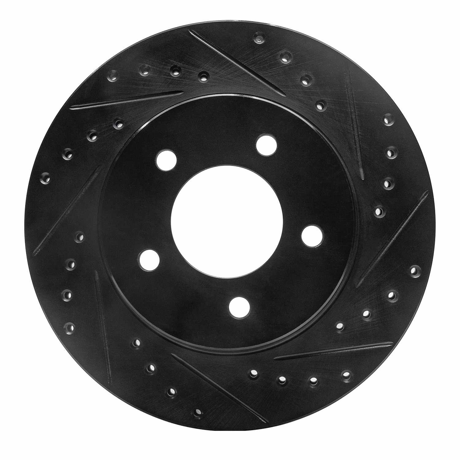 R1 Concepts 87-90 Dodge Dakota 4WD Front Right Drilled & Slotted Black Brake Rotor