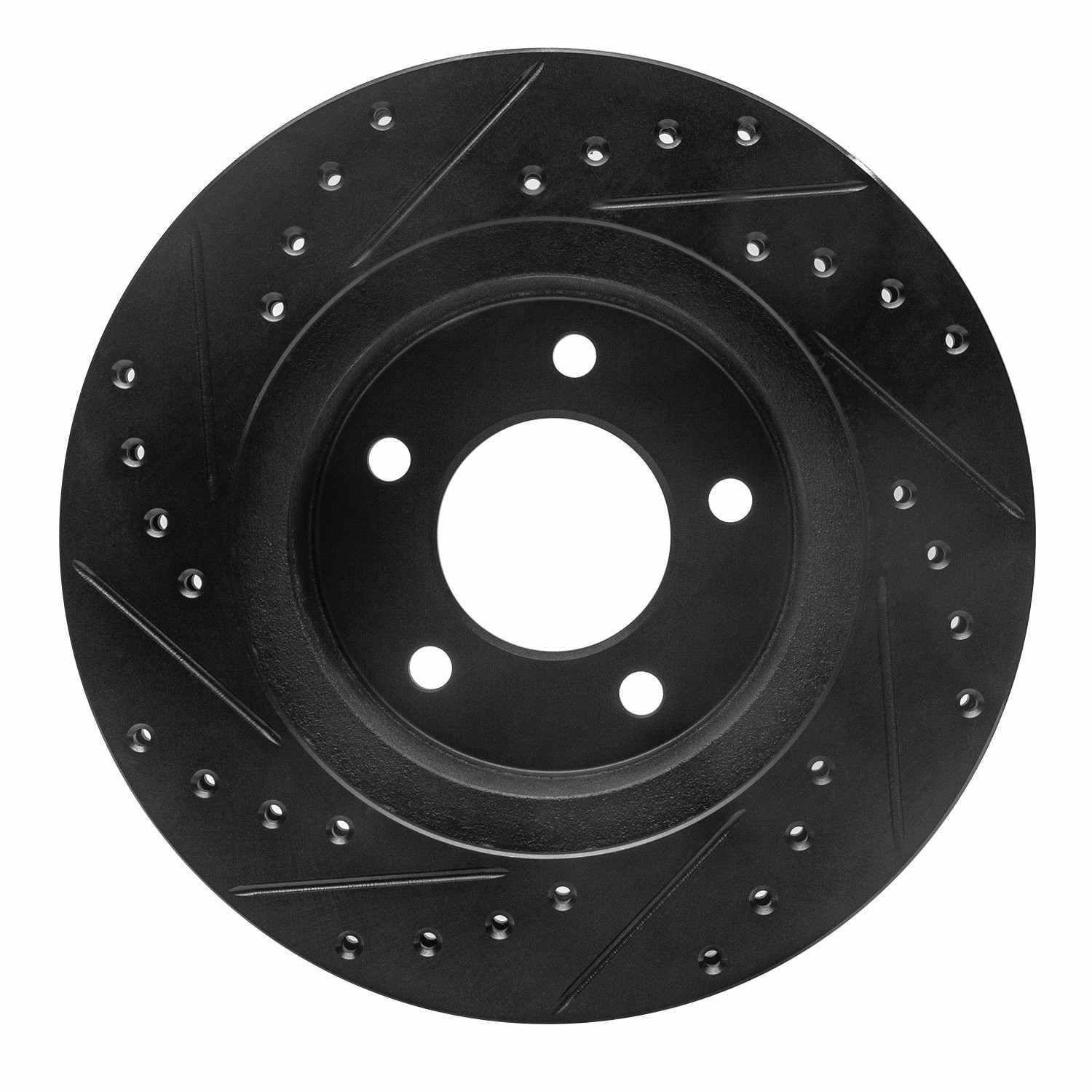 R1 Concepts 87-90 Dodge Dakota 4WD Front Right Drilled & Slotted Black Brake Rotor - Image 2