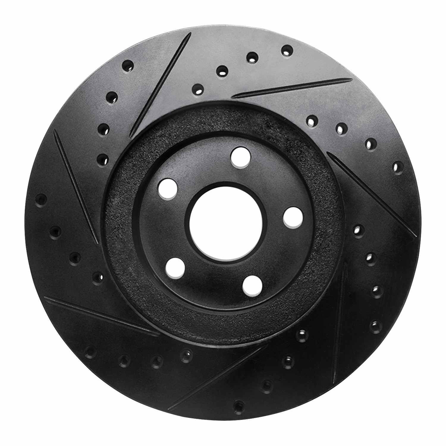 R1 Concepts 87-91 Lexus ES250 Front Right Drilled & Slotted Black Brake Rotor - Image 2