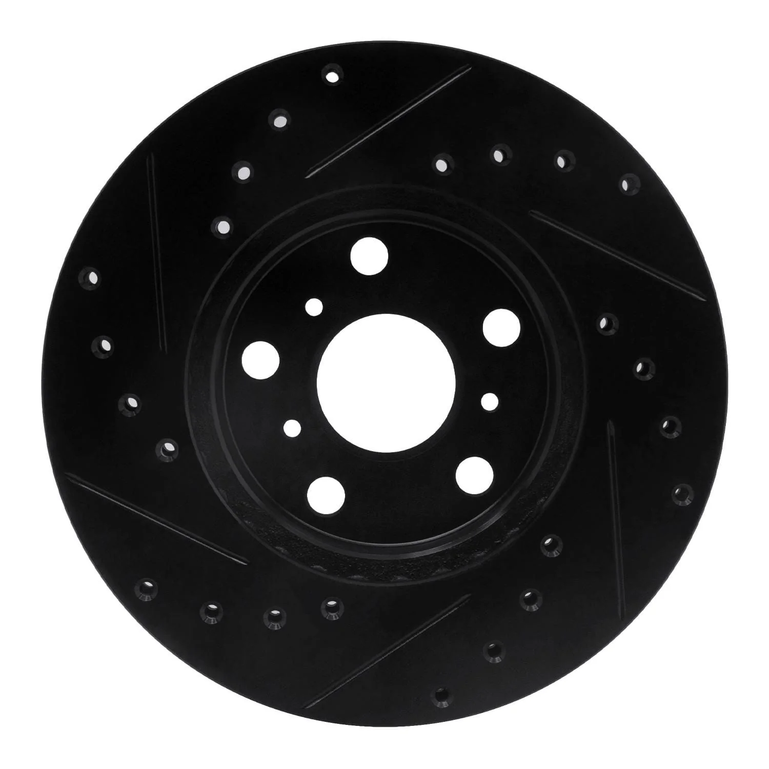 R1 Concepts 87-91 Toyota Camry Front Right Drilled & Slotted Black Brake Rotor - Image 2