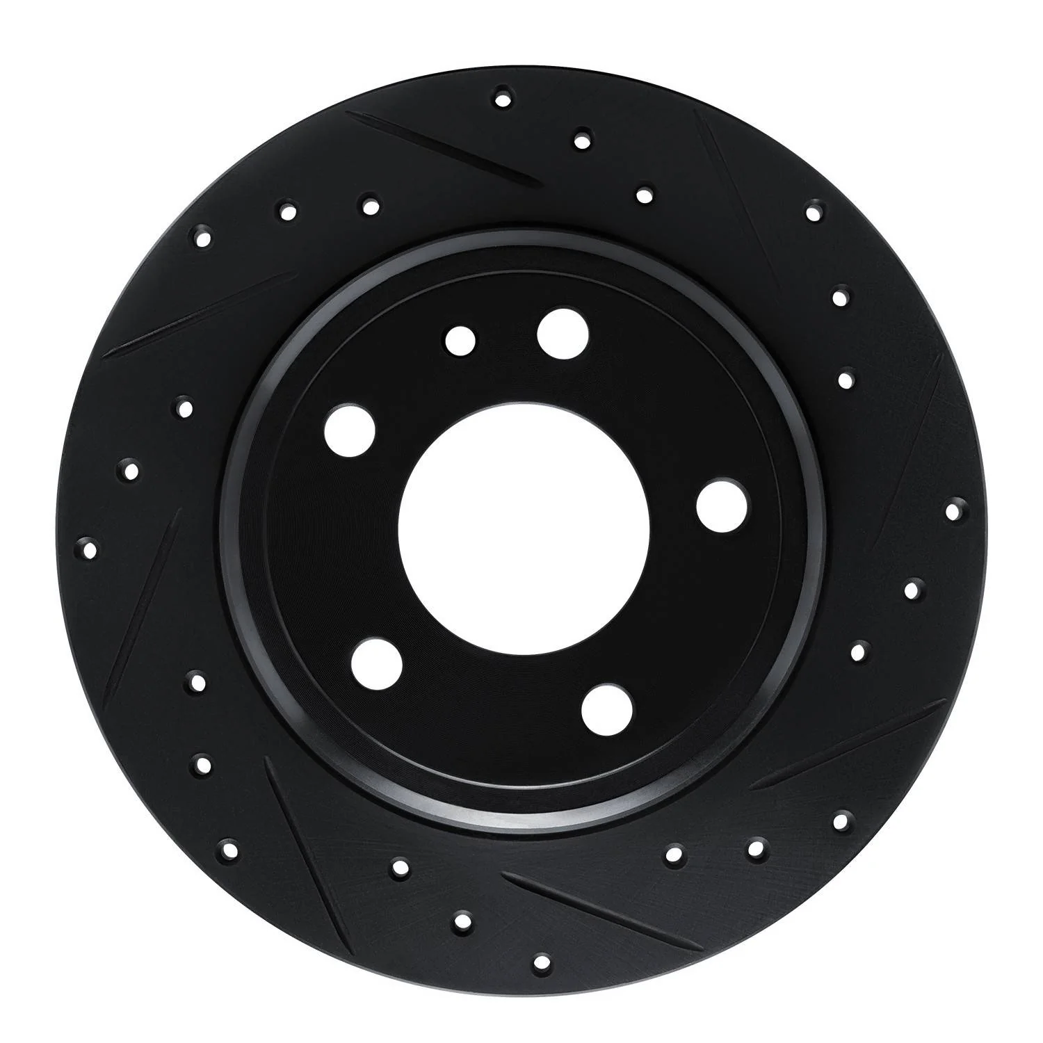 R1 Concepts 87-92 BMW 735I Rear Right Drilled & Slotted Black Brake Rotor