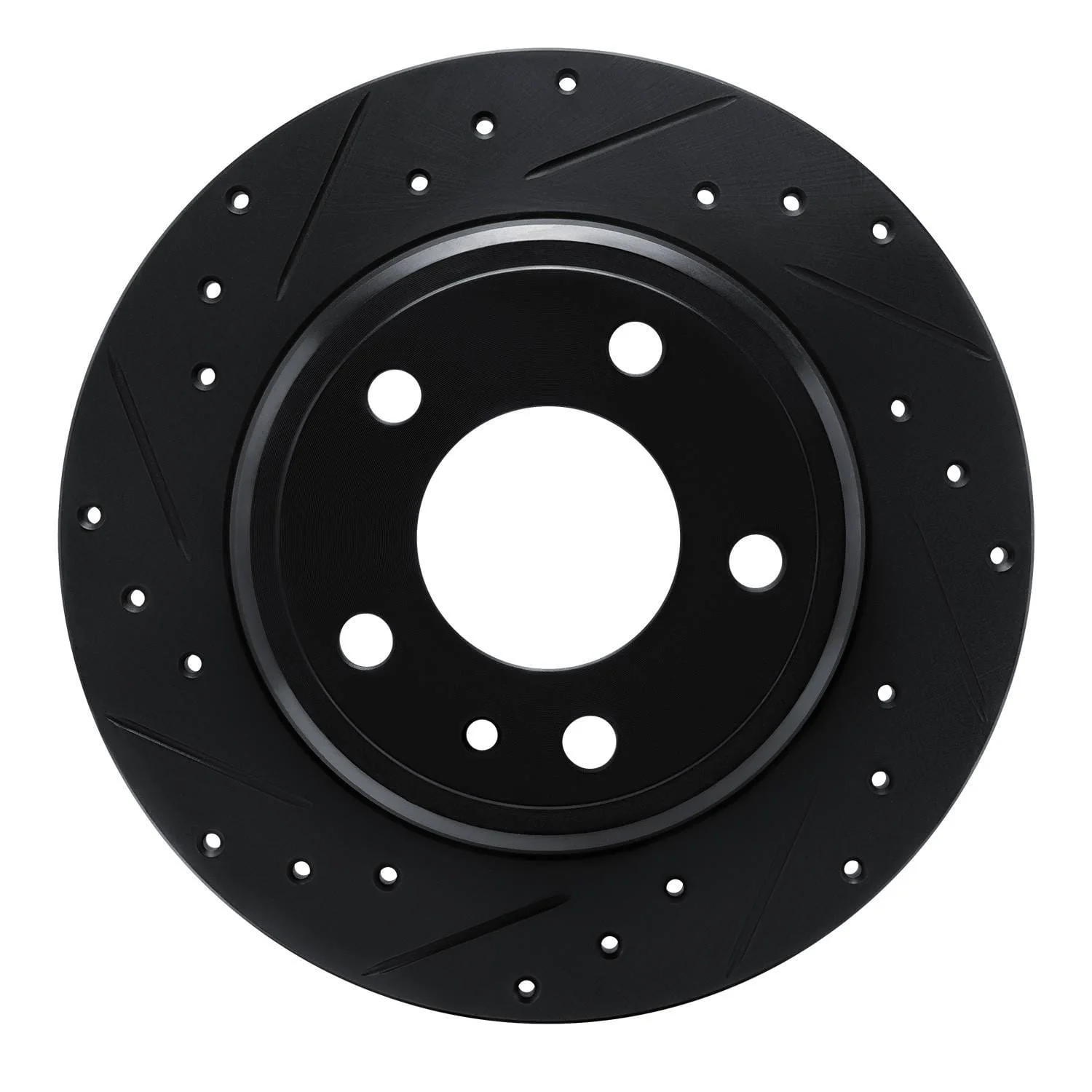 R1 Concepts 87-92 BMW 735IL Rear Left Drilled & Slotted Black Brake Rotor