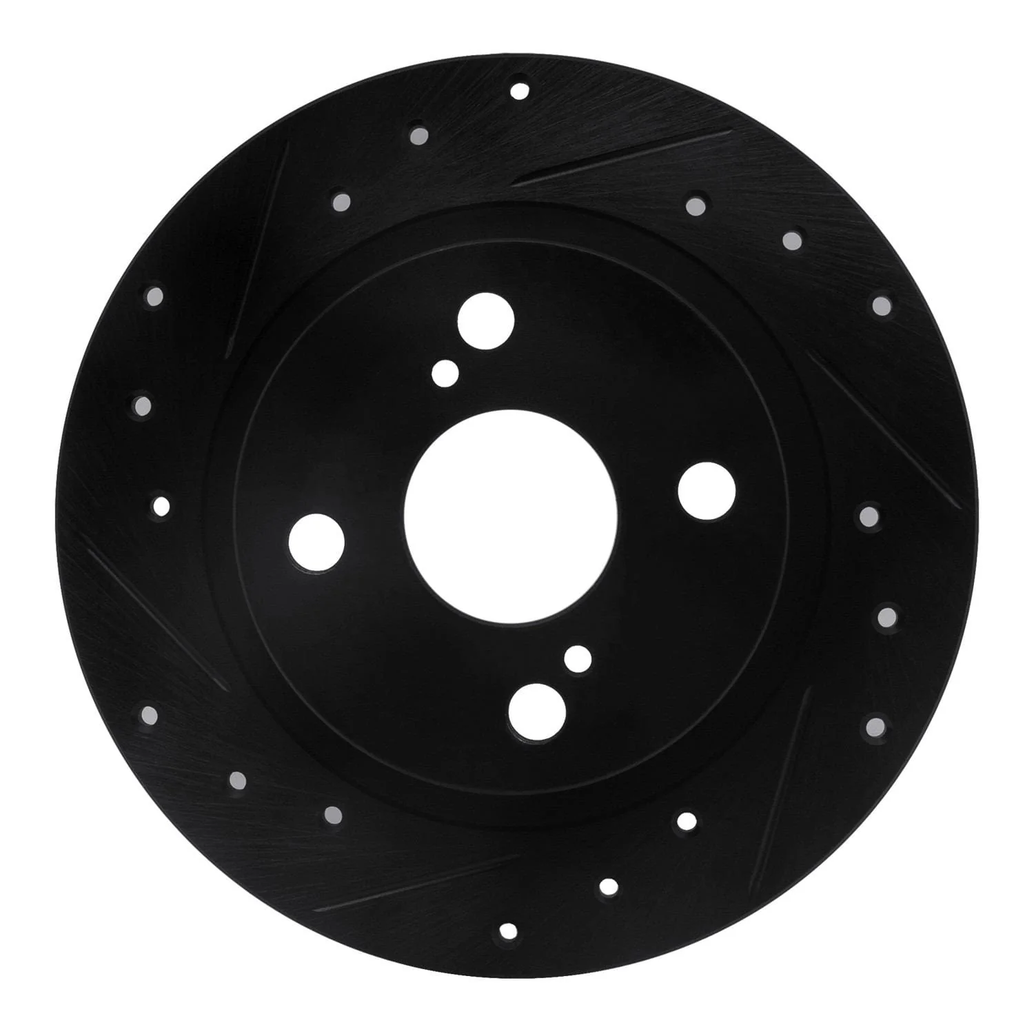 R1 Concepts 87-92 Chevrolet Nova Rear Left Drilled & Slotted Black Brake Rotor