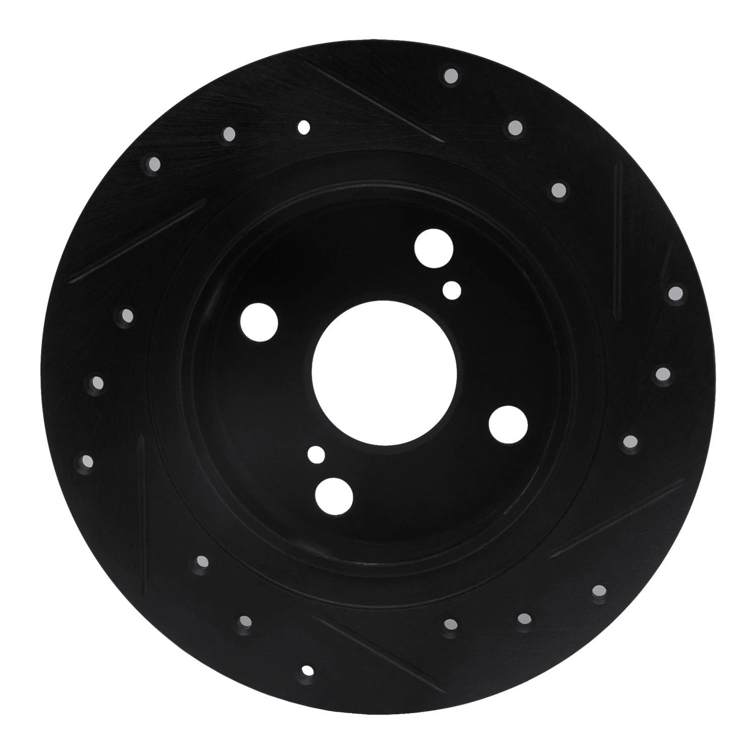 R1 Concepts 87-92 Chevrolet Nova Rear Left Drilled & Slotted Black Brake Rotor - Image 2