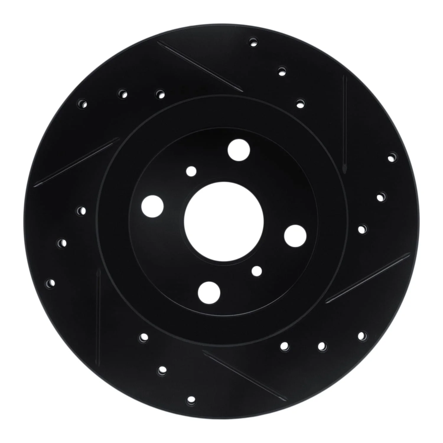 R1 Concepts 87-92 Geo Prizm Front Left Drilled & Slotted Black Brake Rotor - Image 2