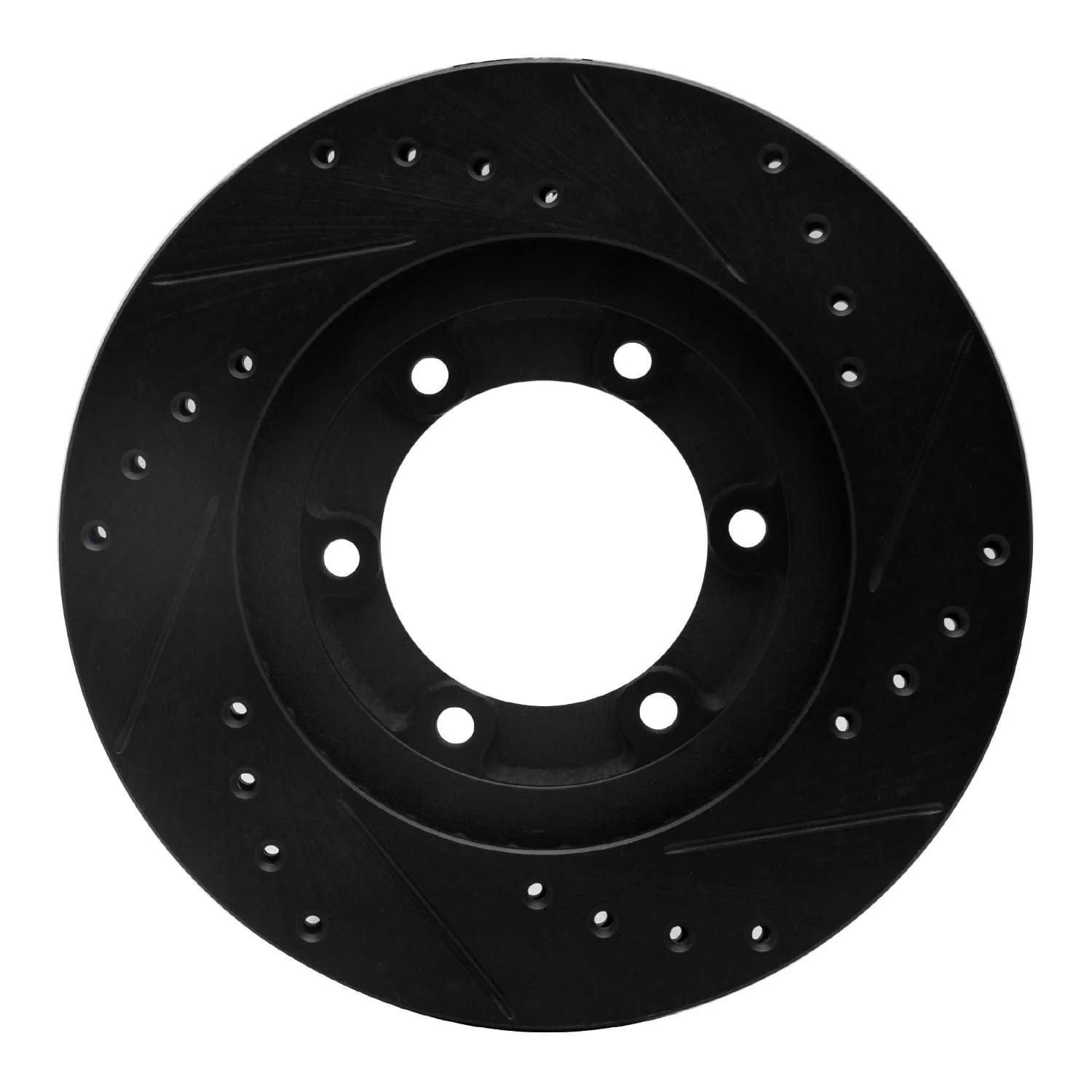 R1 Concepts 87-93 Mazda B2600 Front Left Drilled & Slotted Black Brake Rotor - Image 2