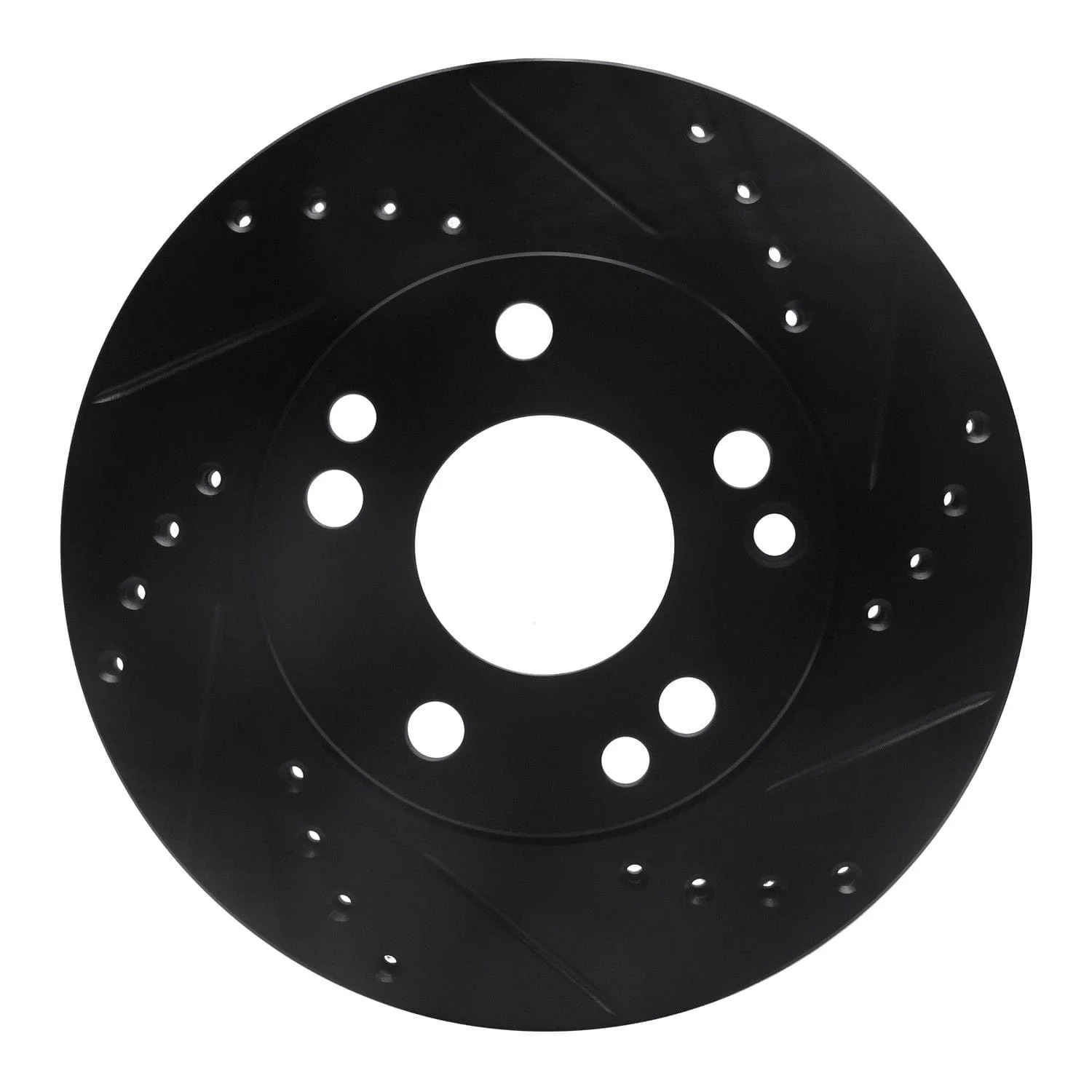 R1 Concepts 87-93 Mercedes-Benz 190D Front Right Drilled & Slotted Black Brake Rotor
