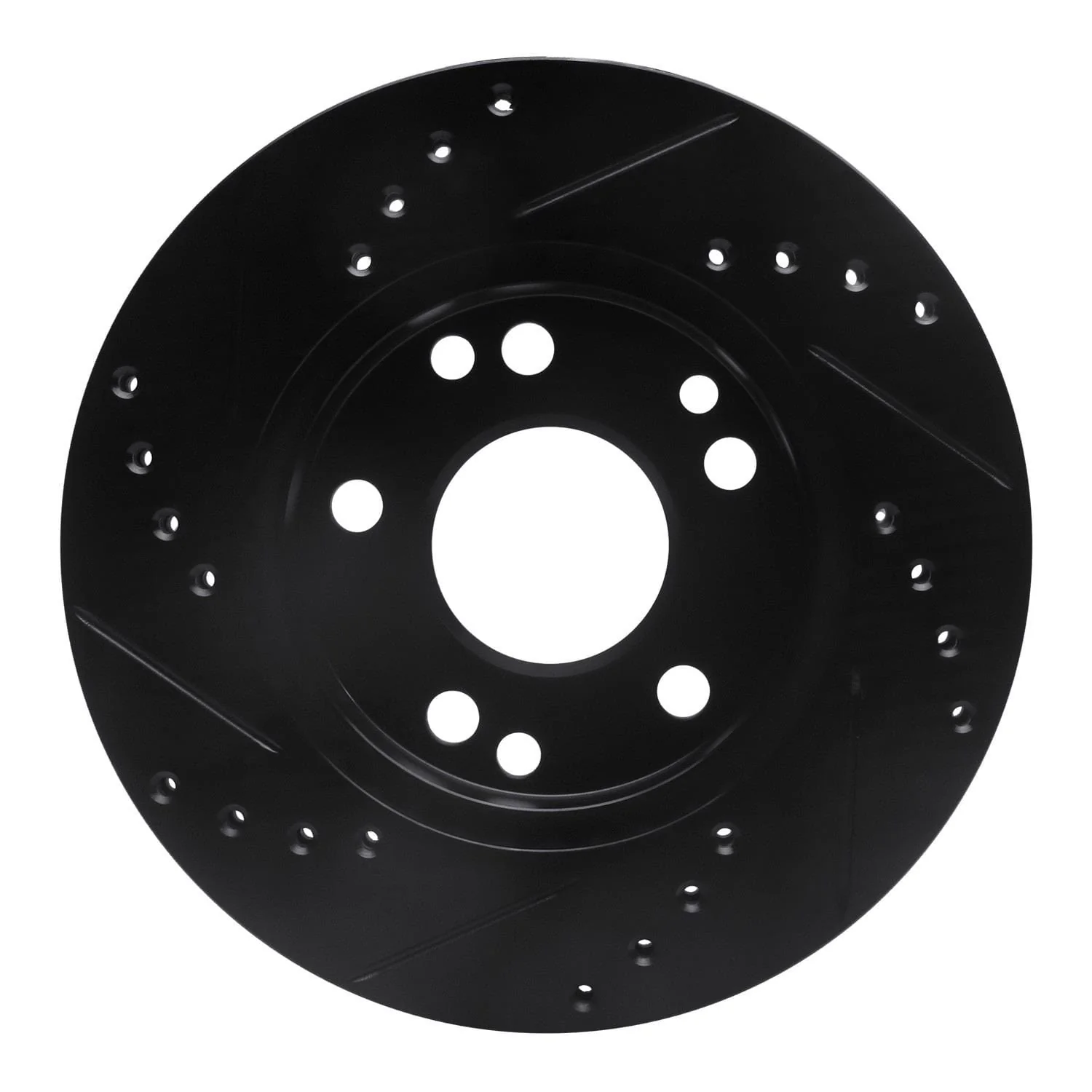 R1 Concepts 87-93 Mercedes-Benz 190D Front Right Drilled & Slotted Black Brake Rotor - Image 2