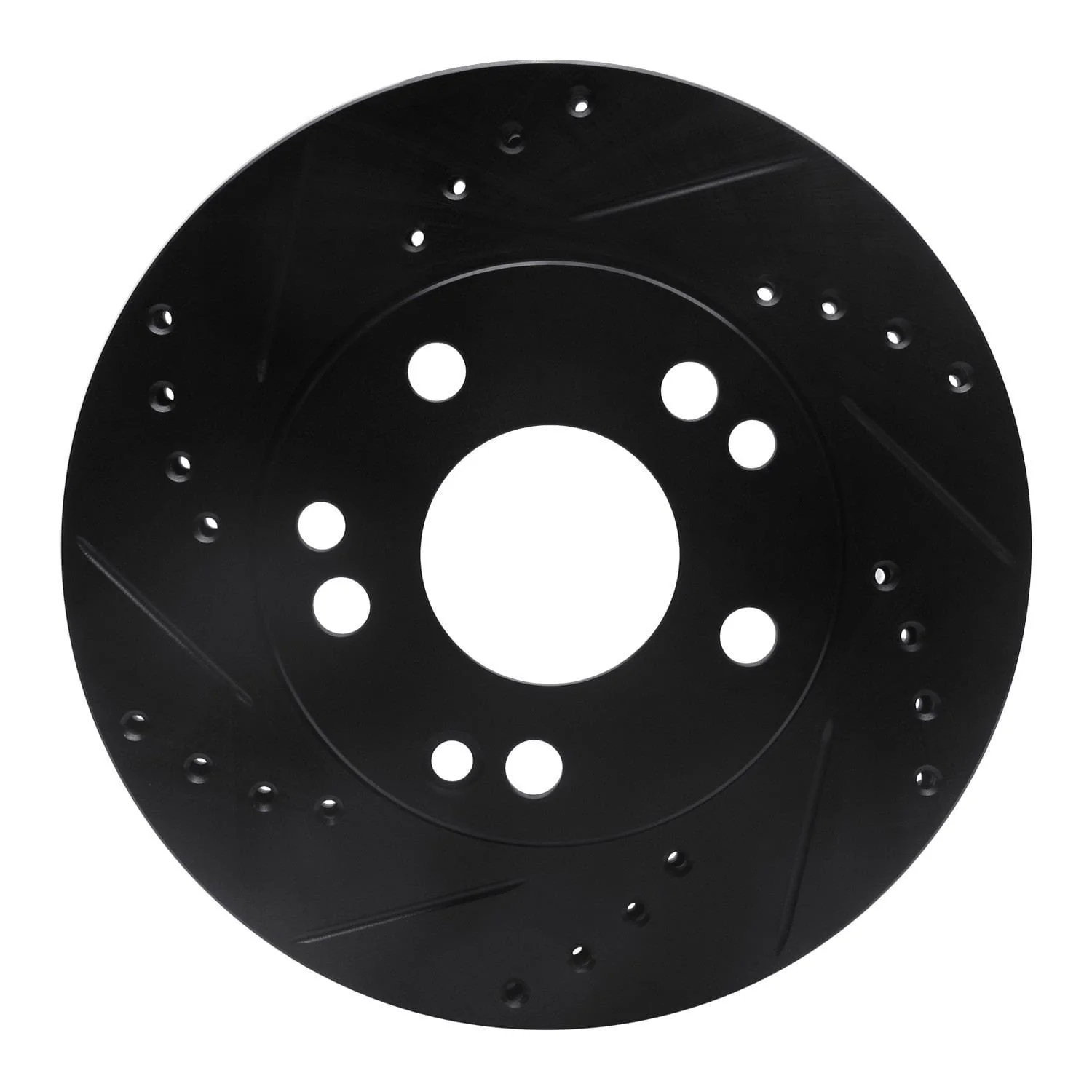 R1 Concepts 87-93 Mercedes-Benz 190E Front Left Drilled & Slotted Black Brake Rotor