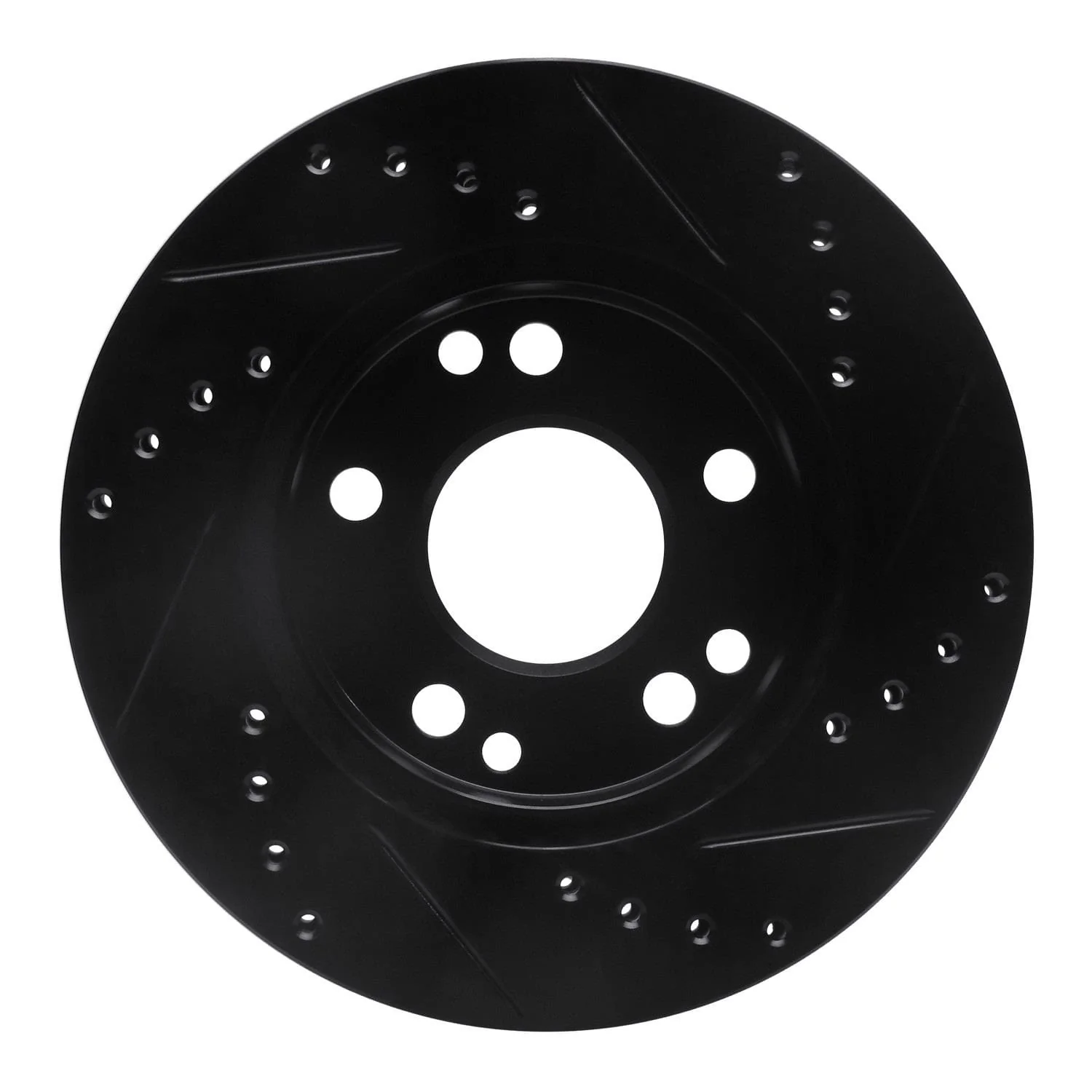 R1 Concepts 87-93 Mercedes-Benz 190E Front Left Drilled & Slotted Black Brake Rotor - Image 2