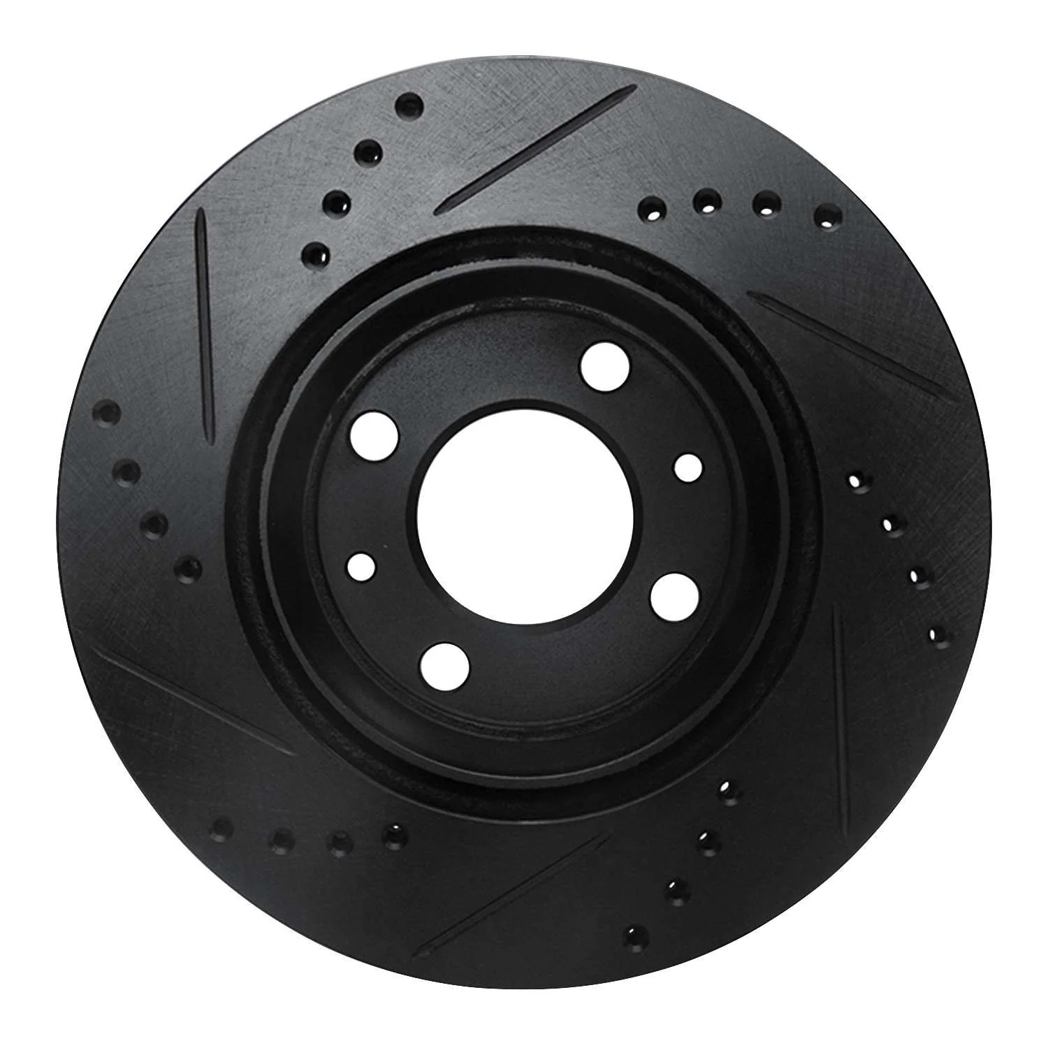 R1 Concepts 87-93 Saab 900 Front Right Drilled & Slotted Black Brake Rotor - Image 2