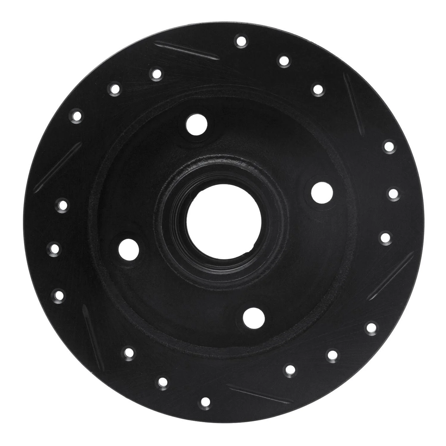 R1 Concepts 87-94 Mazda 323 Rear Left Drilled & Slotted Black Brake Rotor - Image 2