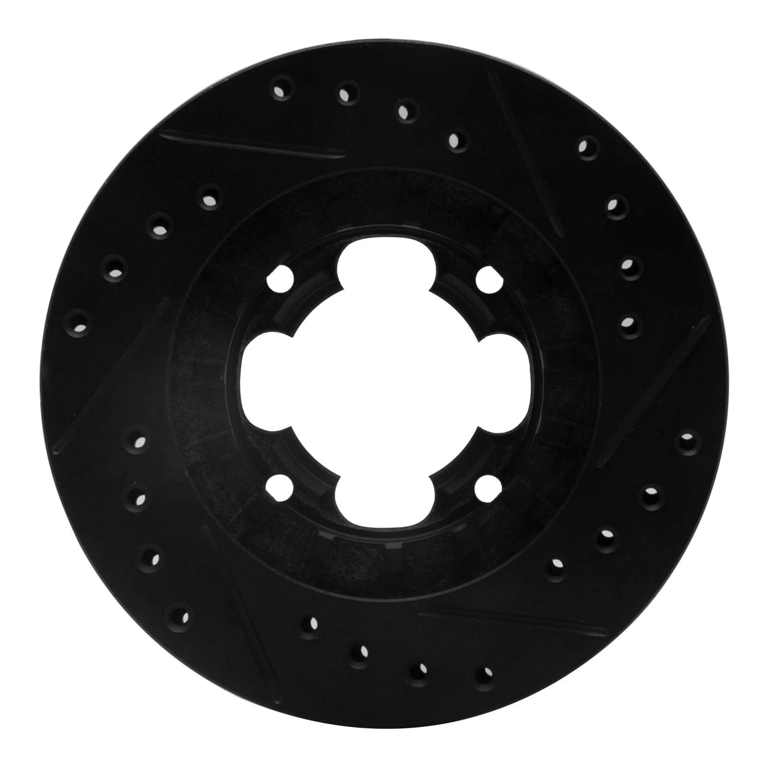 R1 Concepts 87-94 Subaru Justy Front Left Drilled & Slotted Black Brake Rotor - Image 2