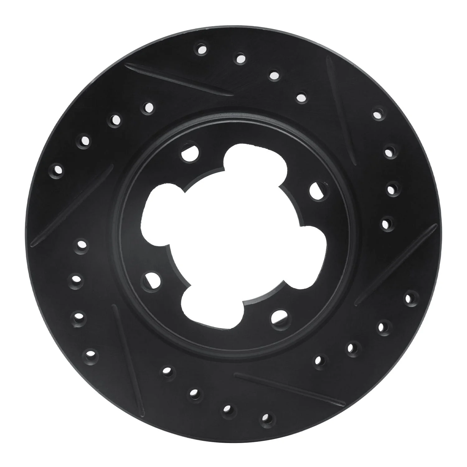 R1 Concepts 87-94 Subaru Justy Front Right Drilled & Slotted Black Brake Rotor