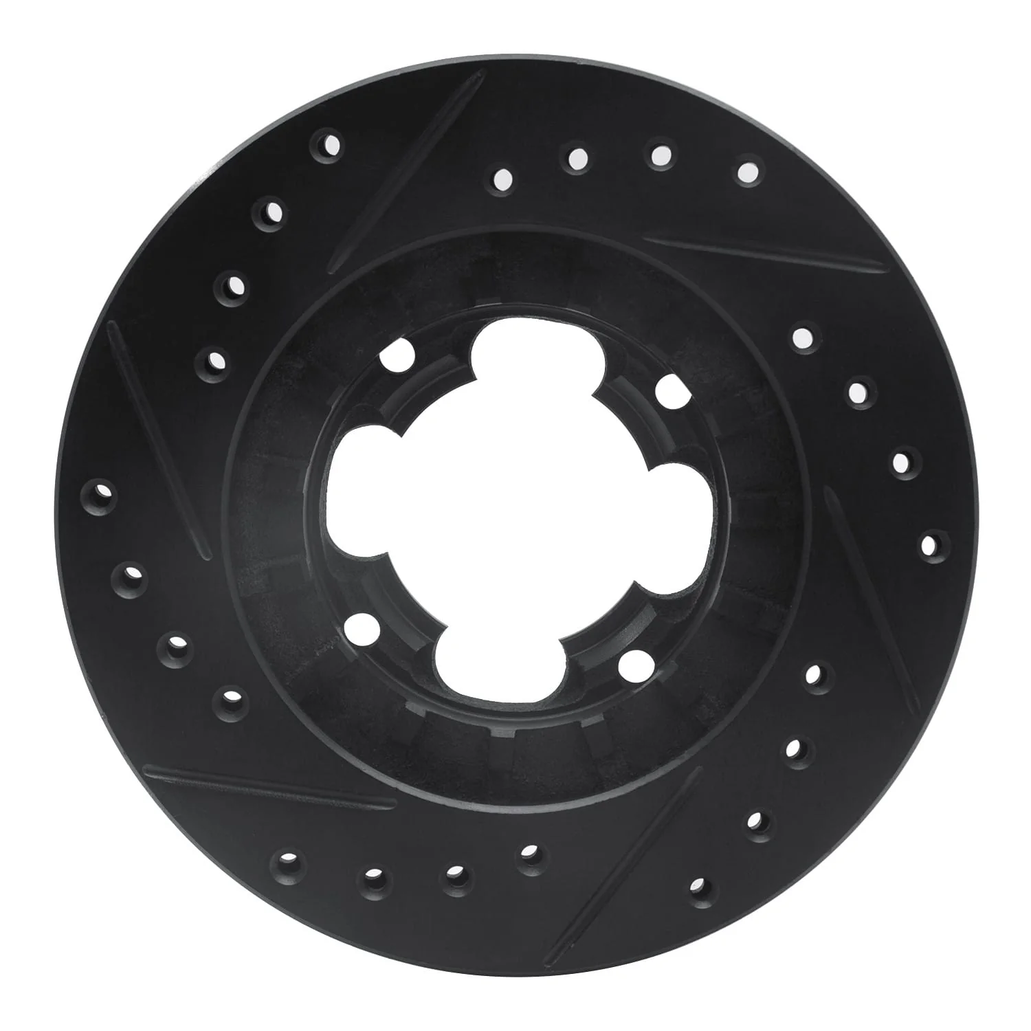 R1 Concepts 87-94 Subaru Justy Front Right Drilled & Slotted Black Brake Rotor - Image 2