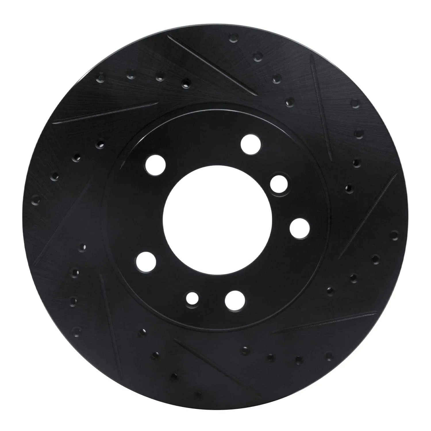 R1 Concepts 87-95 BMW 735IL Front Right Drilled & Slotted Black Brake Rotor