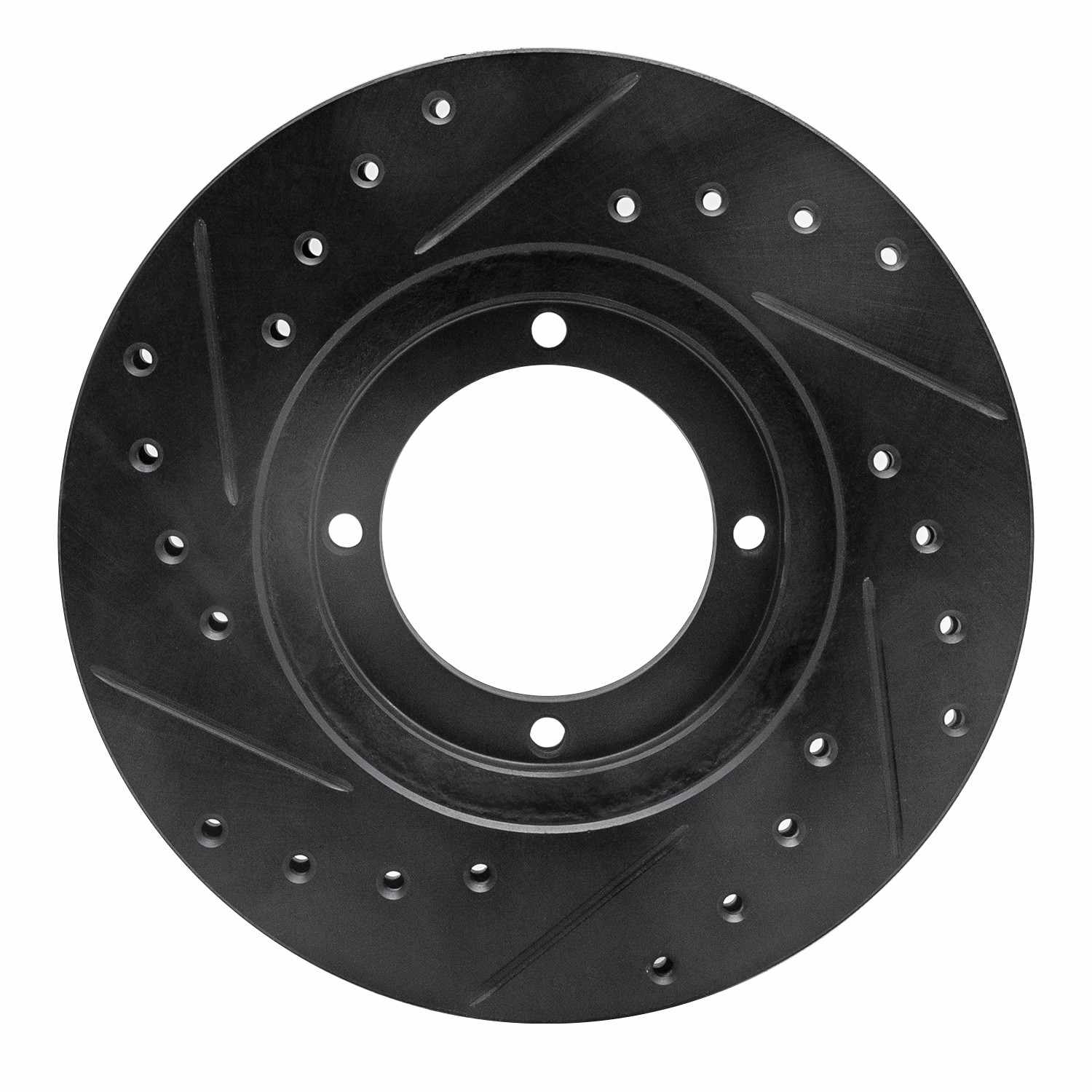 R1 Concepts 87-99 Hyundai Excel Front Right Drilled & Slotted Black Brake Rotor - Image 2