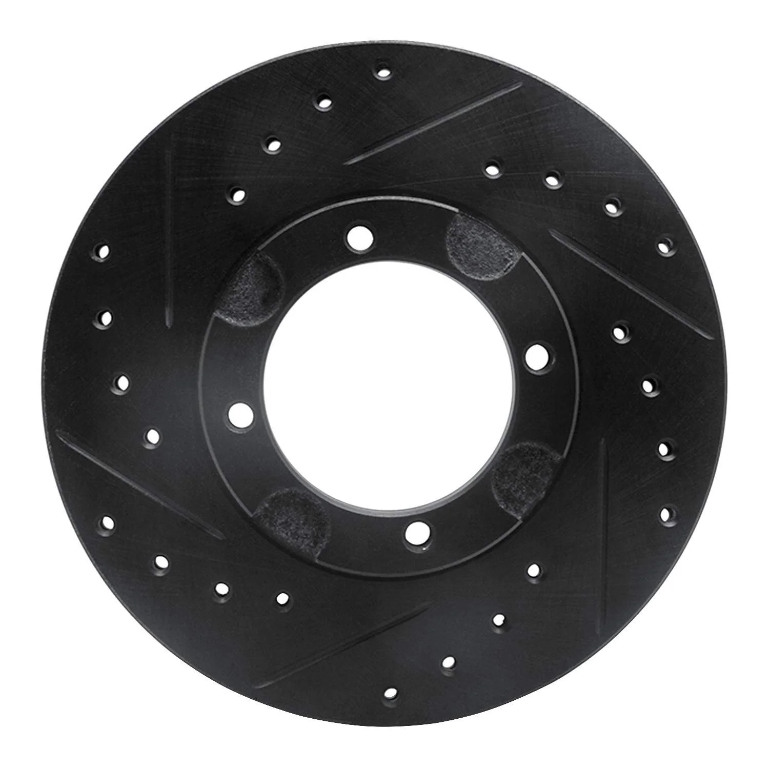 R1 Concepts 87-99 Hyundai Scoupe Front Left Drilled & Slotted Black Brake Rotor