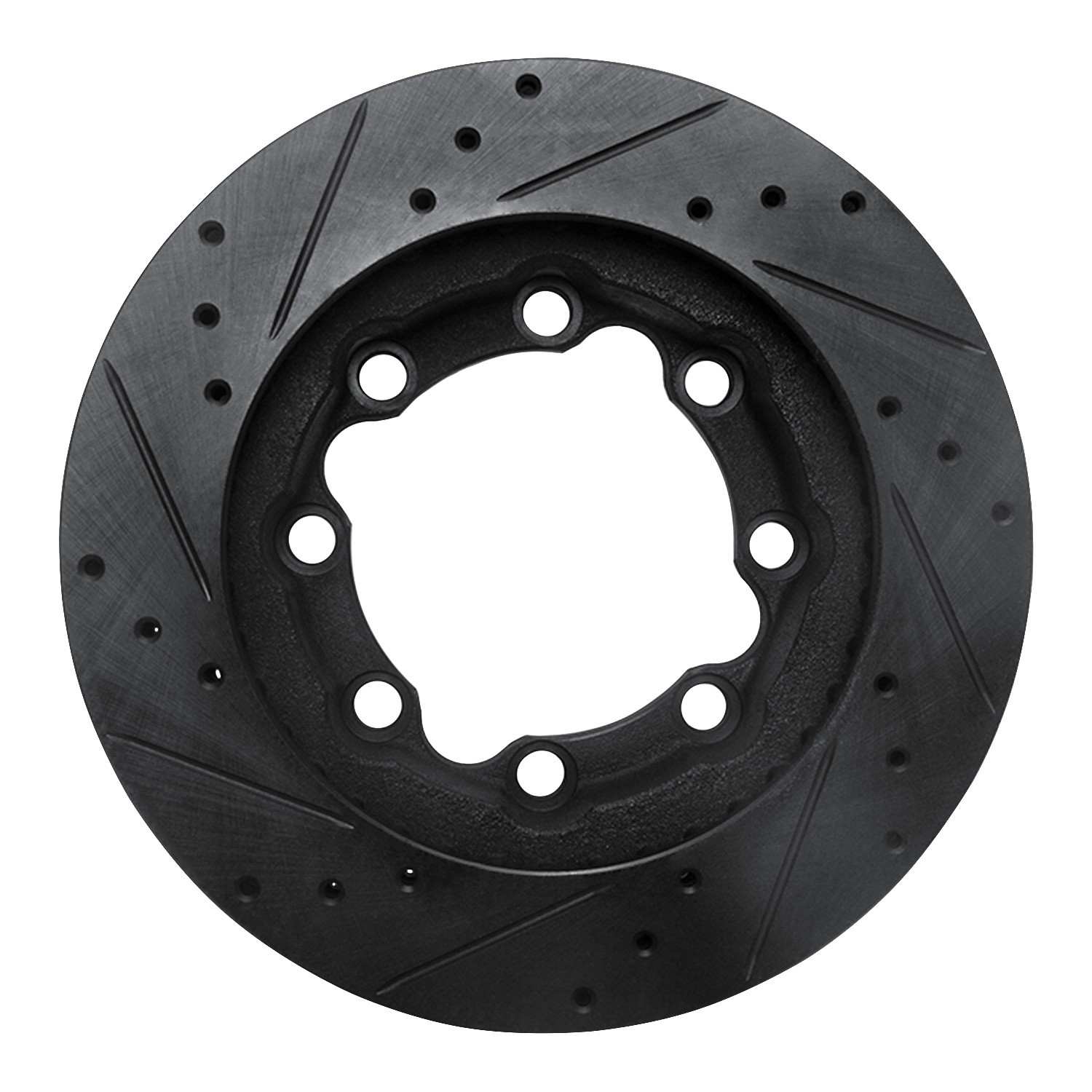 R1 Concepts 88-00 Chevrolet K1500 Suburban Front Right Drilled & Slotted Black Brake Rotor - Image 2
